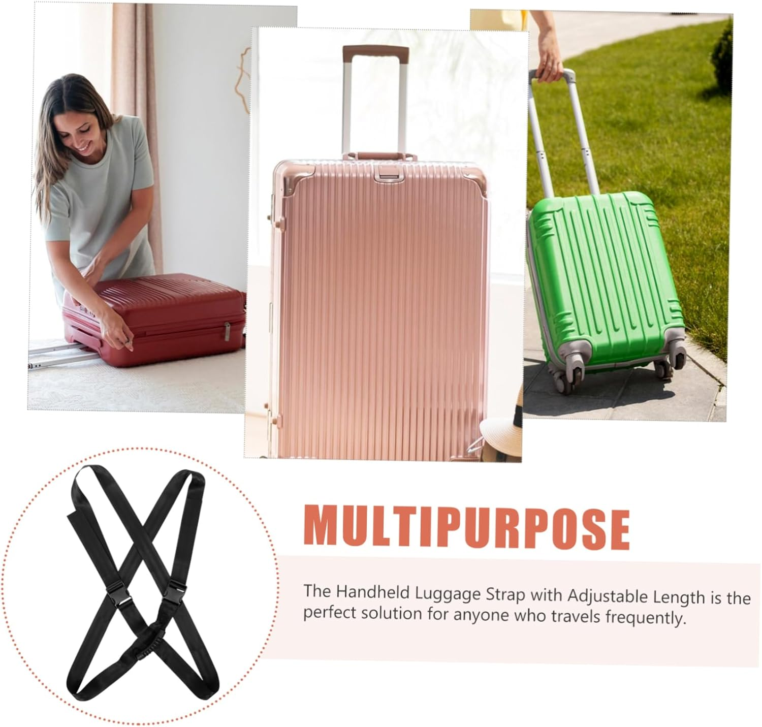 Yardenfun Ergonomic Suitcase Straps Luggage Bands for Suitcases Case Straps with Safety image number 2