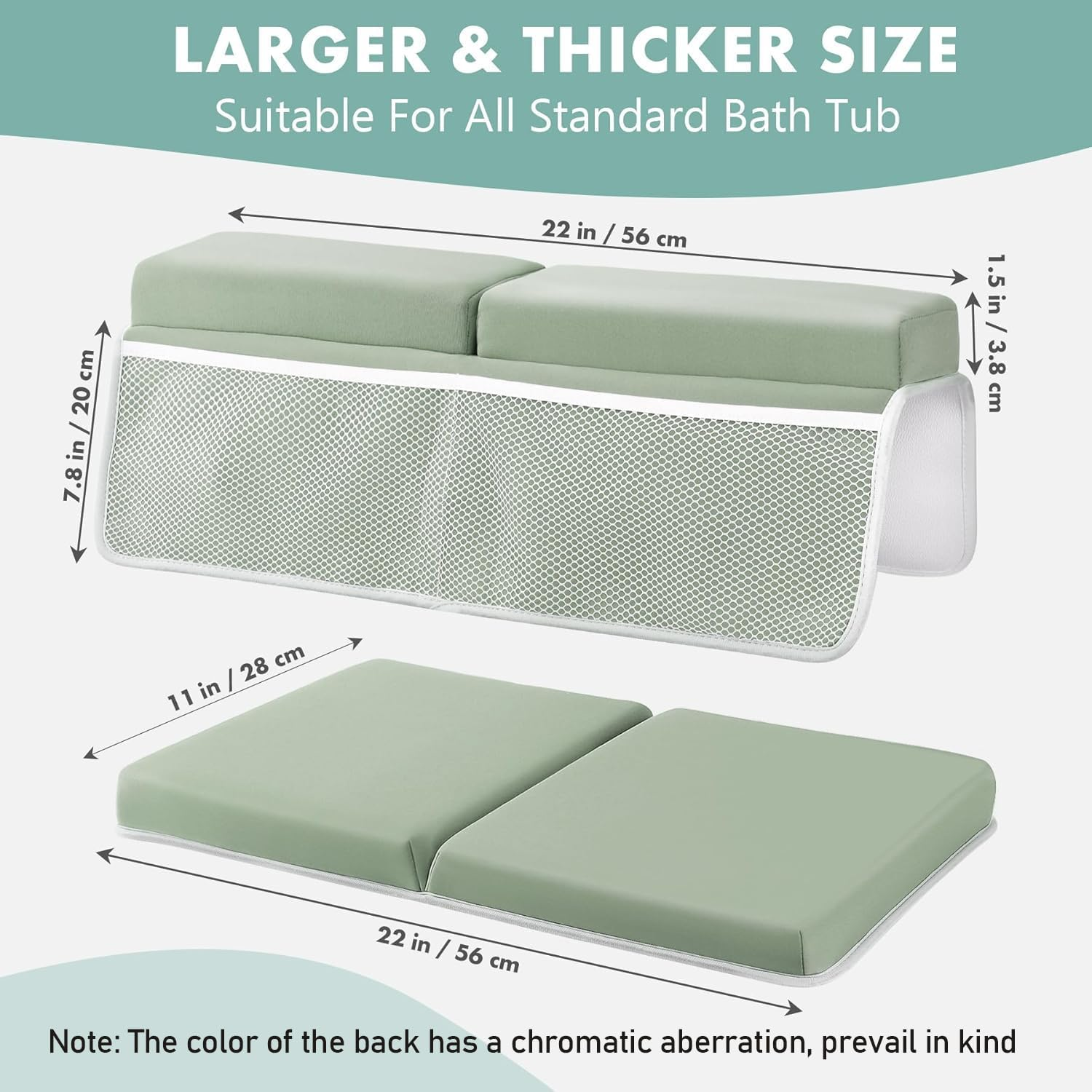 Bath Kneeler and Elbow Rest Pad Set - 1.5'' Comfortable Thick Bath Kneeler Pads, Quick Dry Soft Kneeling Pad for Bath Time, Non-Slip Knee& Arm Support Bathtub Mat with Organizer image number 3