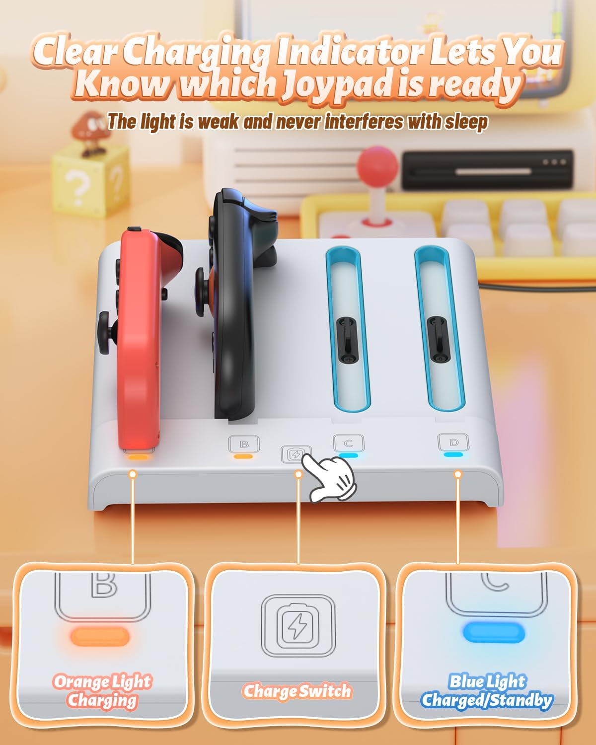 Kinwin Charging Dock for Nintendo Switch 2/1/OLED for Joy-Con, Magnetic Charger Station for Joycon 2, Stand Accessory for Switch 2/1/OLED image number 5