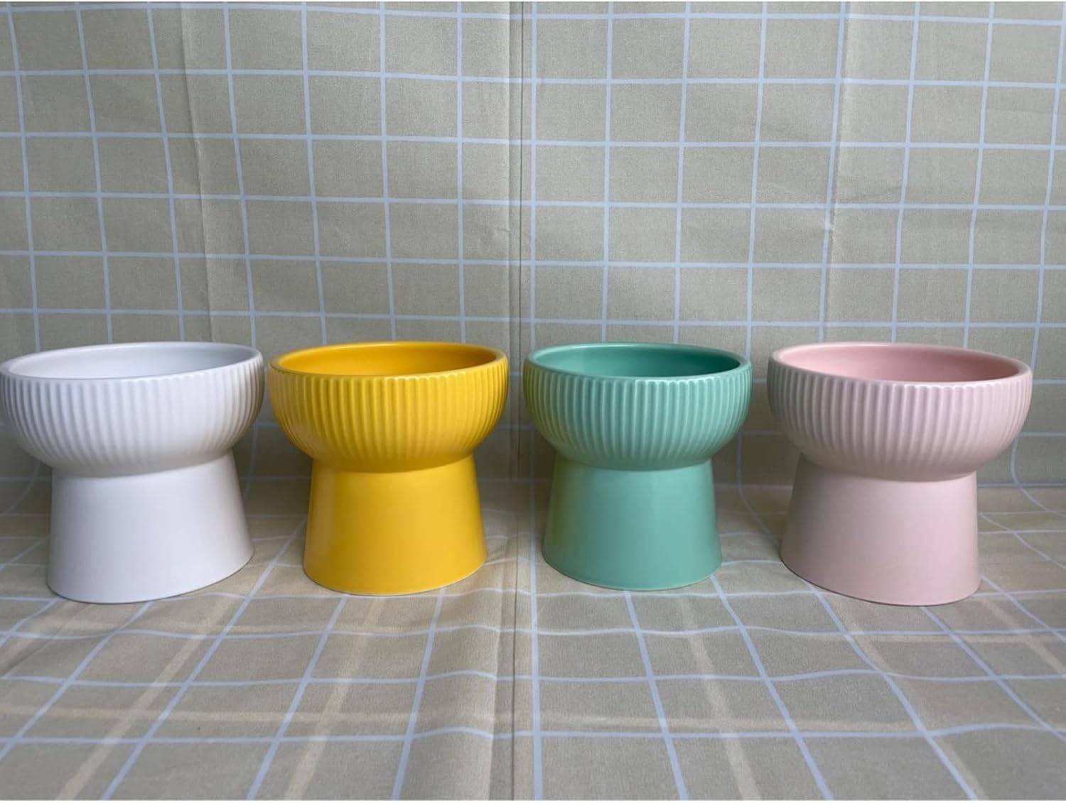 Pet Bowl Ceramic Double Bowl Anti-Spill High Bowl Dog Bowl Cat Bowl Cat Water Bowl for Flat Faced Cats,Small Dogs,Protects Pets Spine,-Random Color-1Pc,Random Color-1Pc image number 4