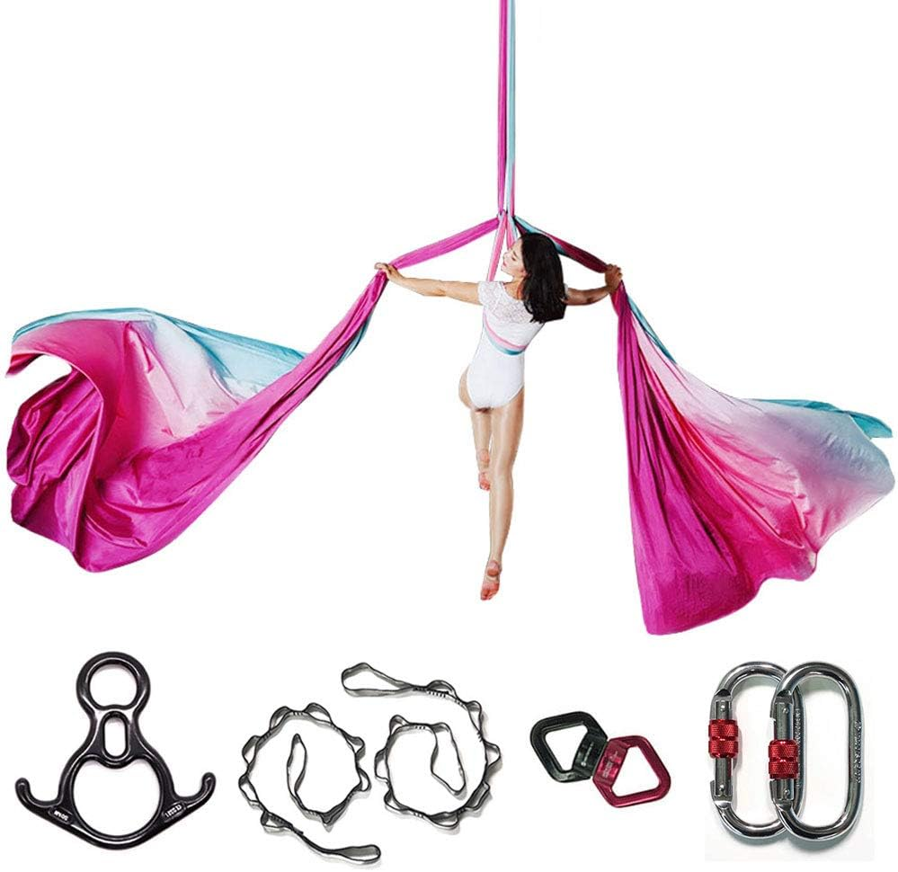 KIKIGOAL 10M Aerial Yoga Silk Equipment Yoga Pilates Swing Aerial Yoga Antigravity Hammock for Yoga Strap Bodybuilding