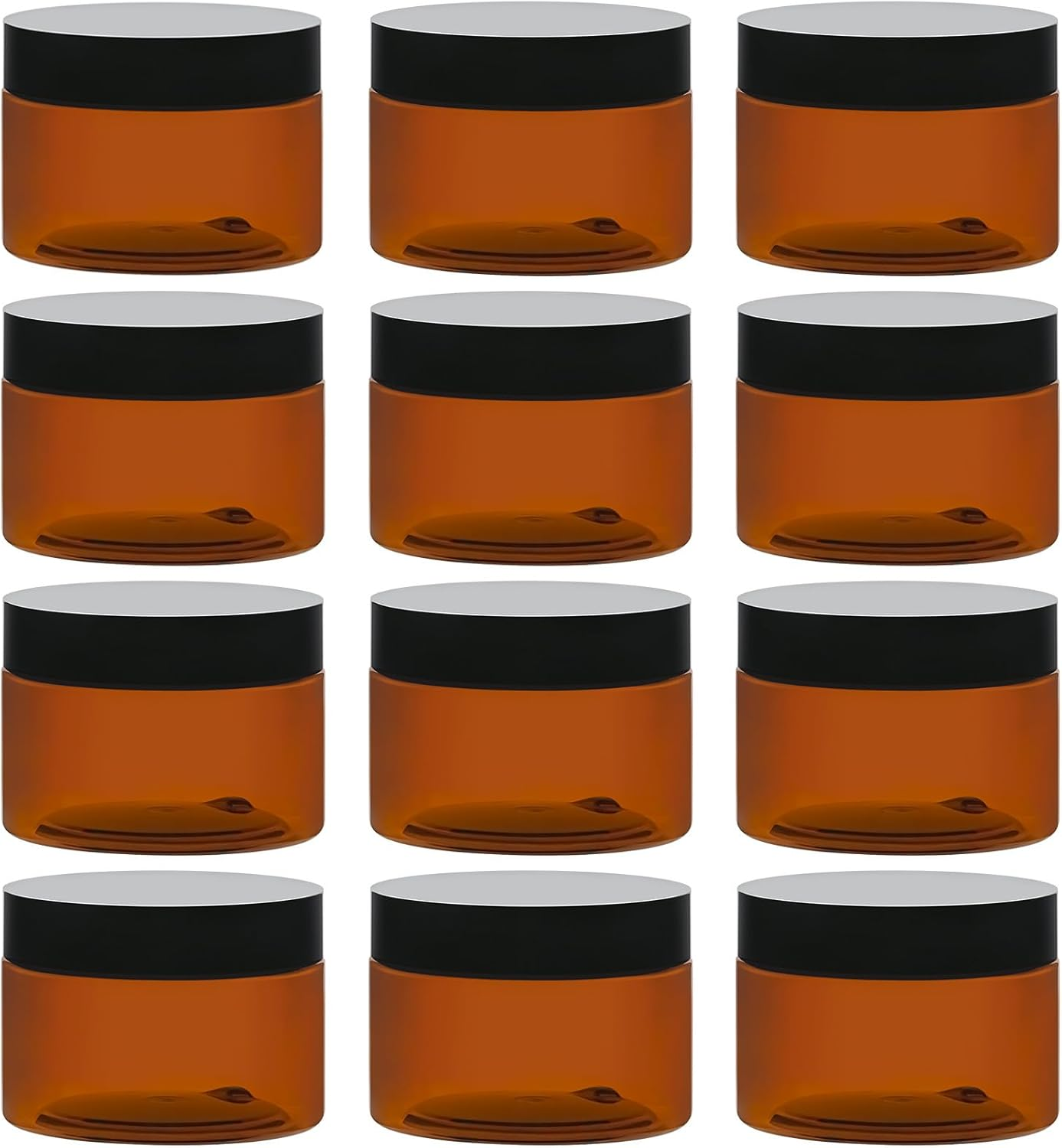 TUZAZO 4 Oz Amber Plastic Cosmetic Jars Leak Proof Small Container with Lids for Cream, Lotion, Powder, Ointments, Beauty Products, 12 Pcs image number 2