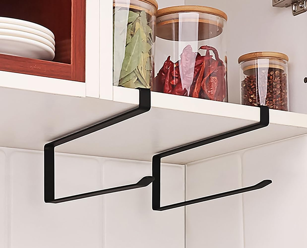 Tongke Napkins Storage Rack Kitchen Cabinet Cupboard under Shelf Storage Paper Towel Roll Holder Dispenser (Black)