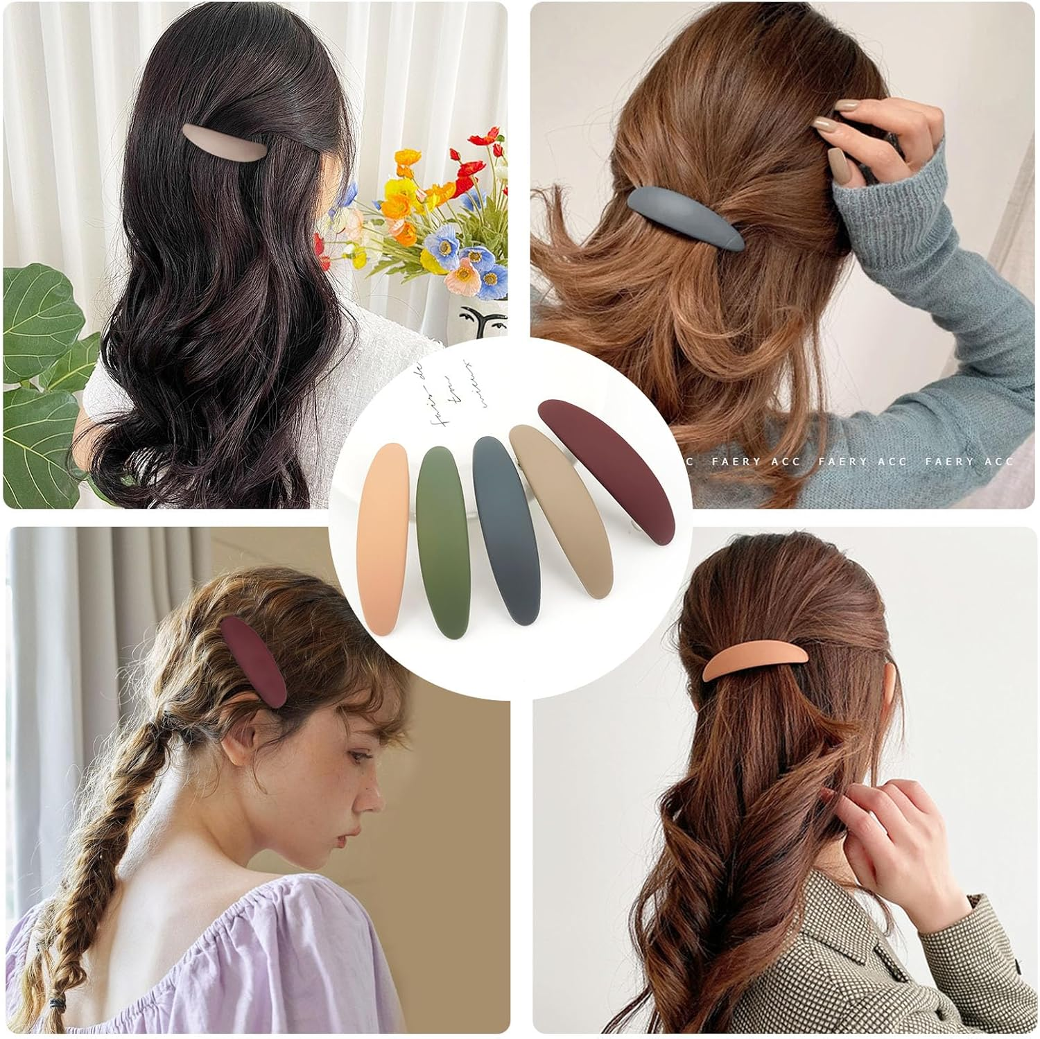 Pack of 5 Hair Clips Women'S Thin Hair, Automatic Hair Clips Vintage, French Hair Clips Women for Thin Hair and Thick Hair, Long Basic Hair Clips Set for Women (B) image number 4