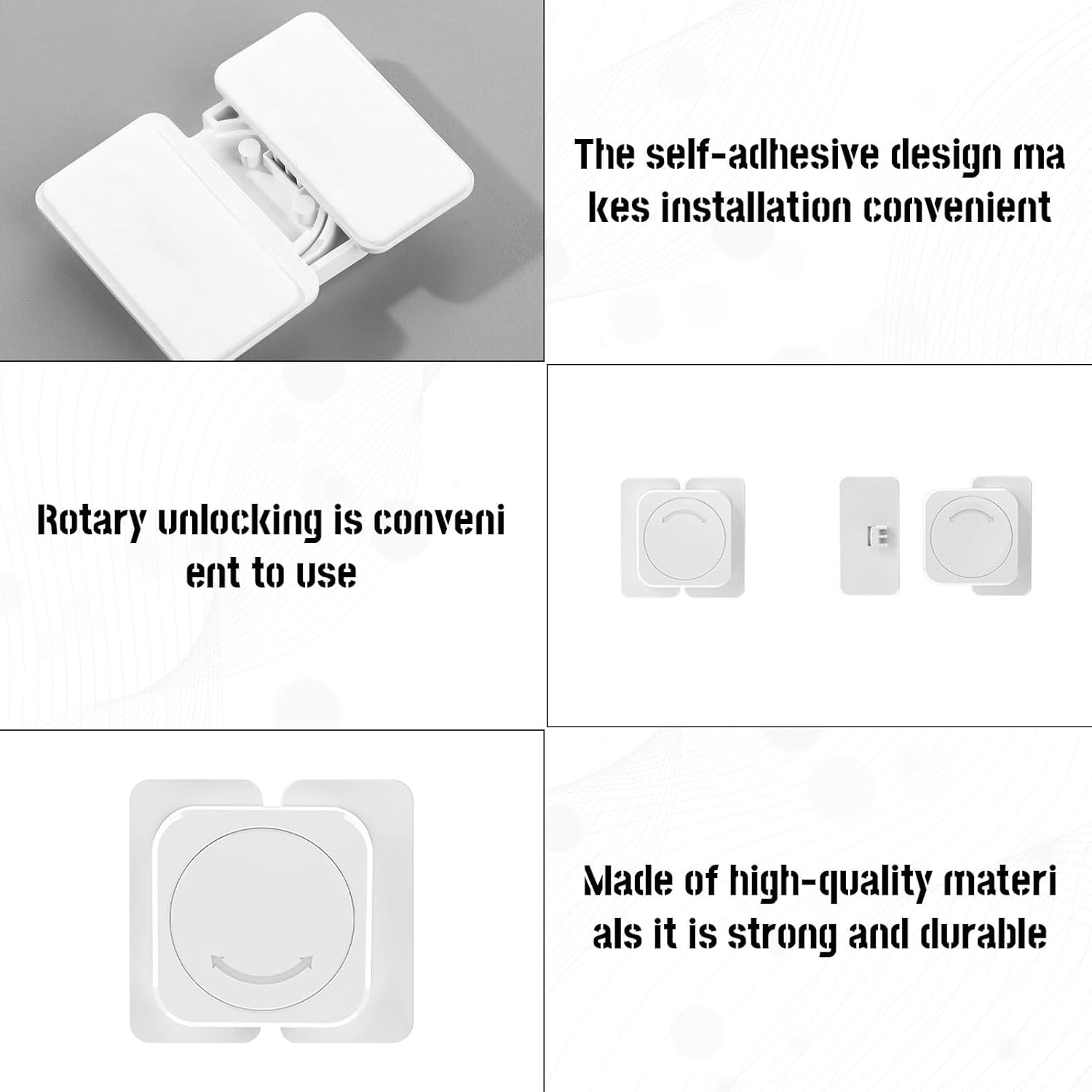 Baby Proof Cupboard Locks, 6Pcs Child Safety Locks, Child Lock, Kitchen Cupboards Closet Drawers Refrigerator Door Safety Strap Locks with Strong and Removable Adhesive No Tools and Drilling Required image number 5