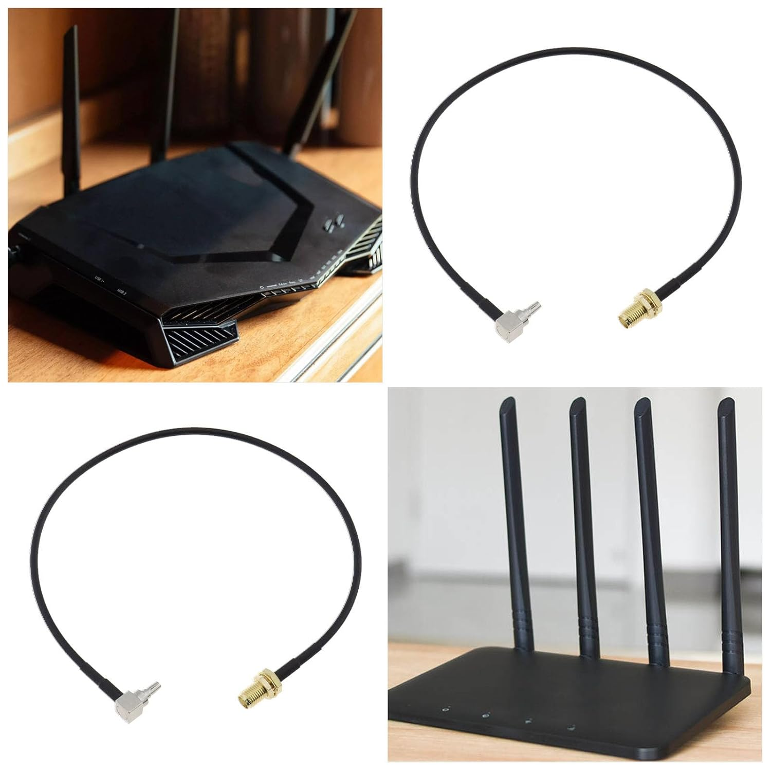 Ecsing 2PCS CRC9 to SMA Antenna Extension Cable RG174 Coaxial Pigtail Cable Low Loss SMA Female to CRC9 Male Right Angle Cable for 2G 3G 4G Modems Hotspots 30Cm