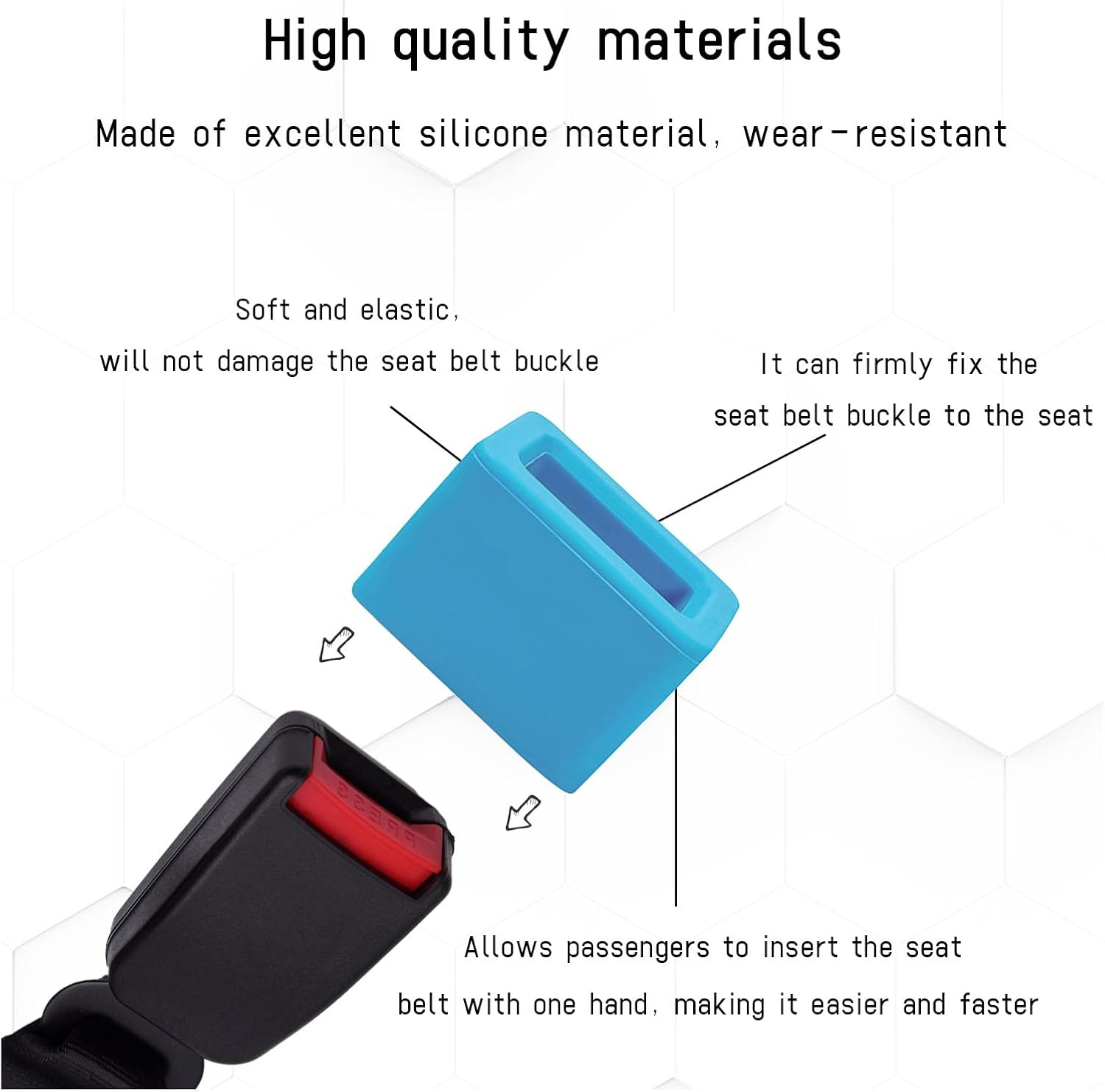 Augeny 2PCS Seat Belt Buckle Holder, Silicone Auto Rear Seatbelt Buckle Booster to Makes Receptacle Stand Upright for Easy Access, Universal Vehicle Seatbelt Buckle for Kids (Blue) image number 5