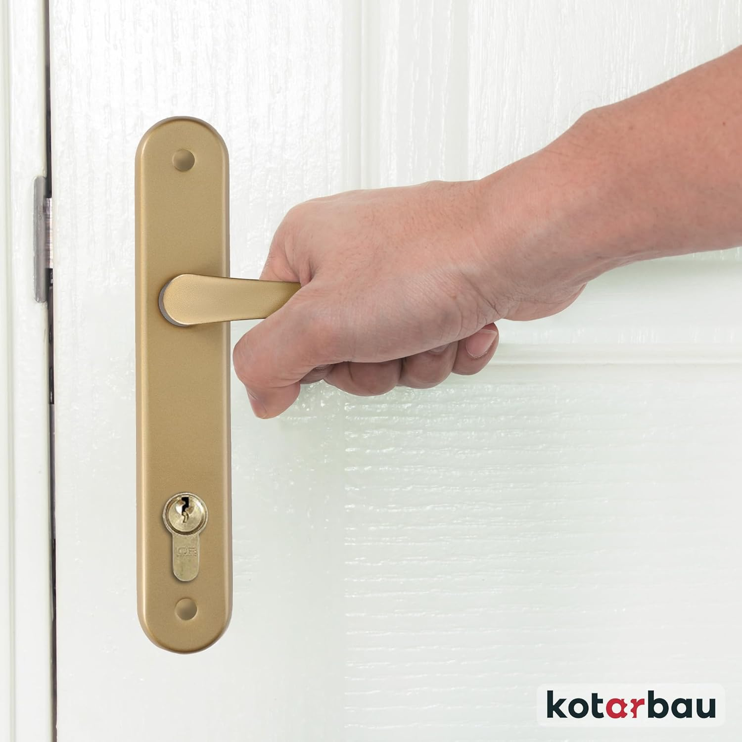 KOTARBAU&reg; Door Handle 90 Mm Right Left for Profile Cylinder Gold Door Fitting Door Handle Door Handle Set Room Door Latch Aluminium