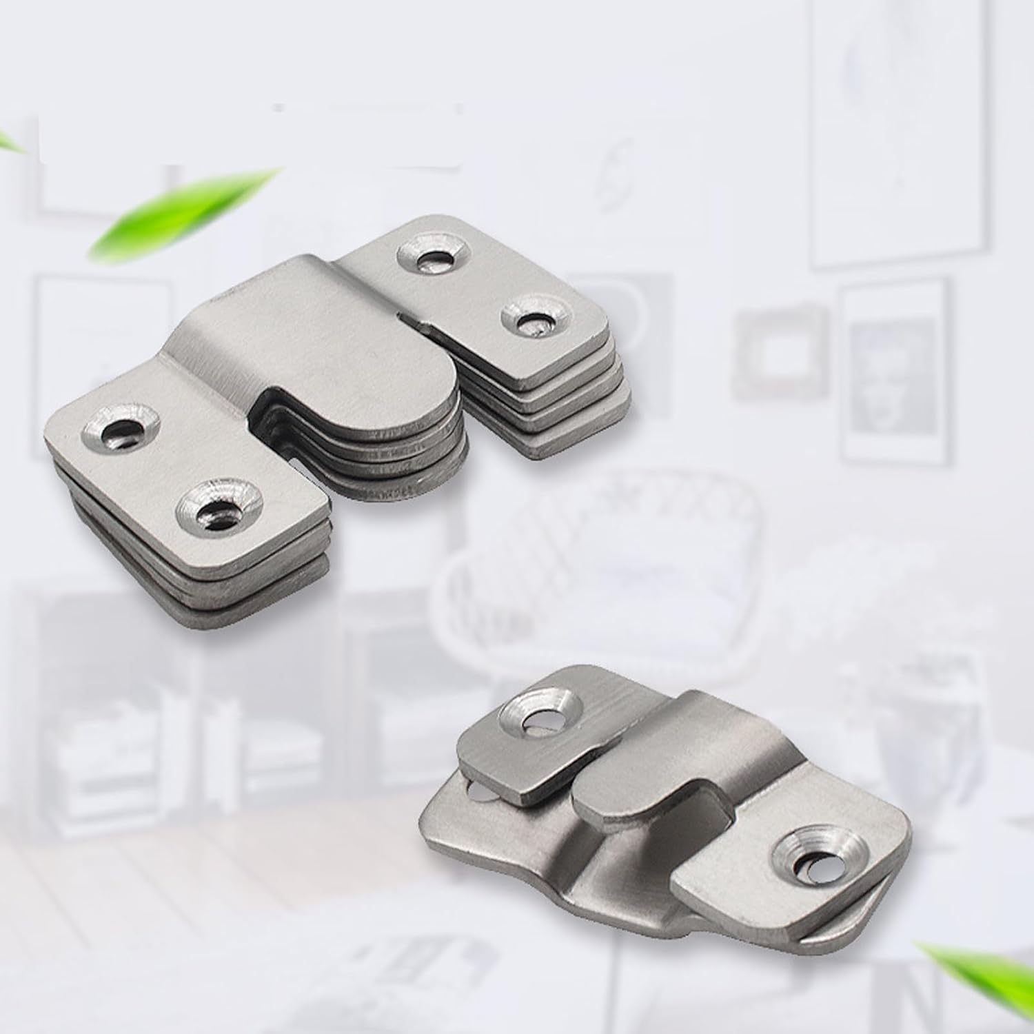 Ymaiss 50Packs Stainless Steel Flush Mount Bracket, Interlocking Photo Frame Hook 44X19Mm Heavy Duty Picture Hangers, Z Clip Bracket, Furniture Connector for Photo Mirrors Wall Mount Hardware image number 2