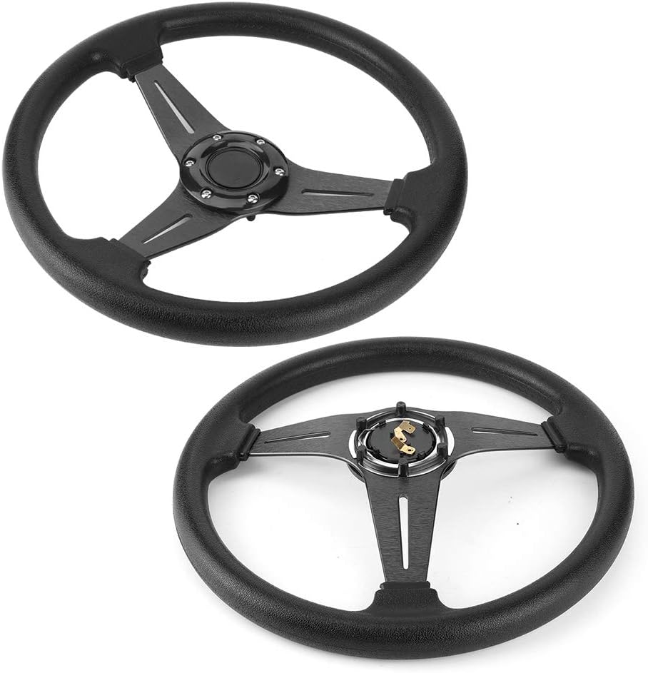 Universal Racing Steering Wheel, 13.8 Inch/350Mm 6 Bolts Car Drifting Steering Wheel, PU Leather and Aluminum Spokes Car Sport Steering Wheel Replacement Modified Accessory (Black) image number 1