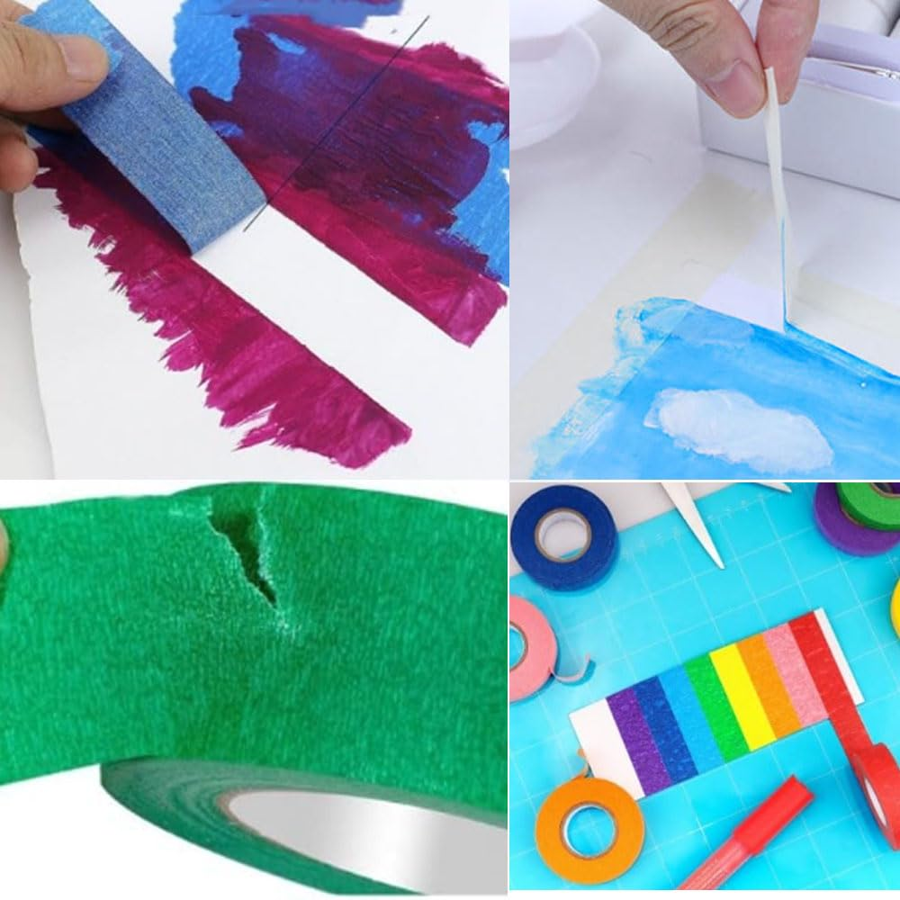 Armastuse 12 Rolls Colored Masking Tape 14.63 M per Roll, Rainbow Colors Painters Tape, Colored Painters Tape, Craft Tape, Labeling Tape, Paper Tape for Bullet Journals, Party Decorations, DIY Craft image number 3