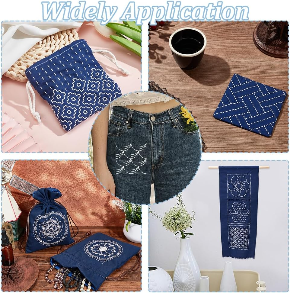 FREEBLOSS 12Pcs 5.5 * 5.5Inch Plastic Sashiko Stencils, Drawing Line Template for Hand Quilting Sashiko Patterns Templates Embroidery Stencils for Hand Sewing Lovers 2.5Mm Thick image number 3