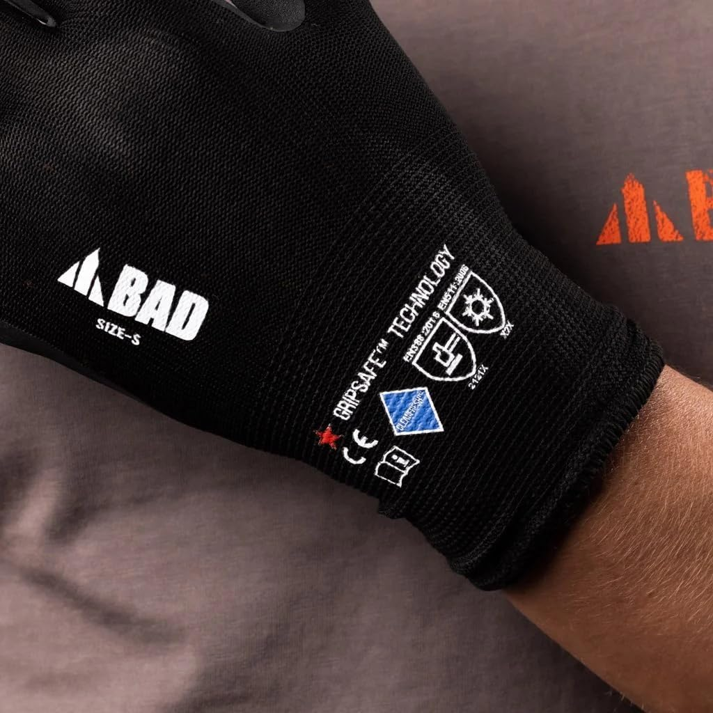 BAD WORKWEAR Unisex Stealth Nitrile Grip-Safe Insulated Work Gloves