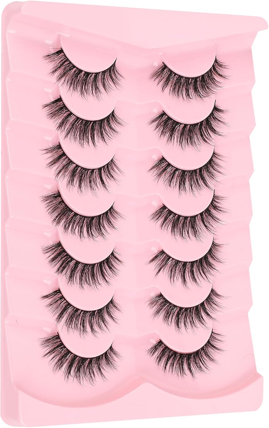 Eyelashes, Cat Eye Lashes, 15 Mm False Eyelashes, 3D Volume Fake Lashes, Natural Eyelashes, Thin Band, Wispy Eyelashes, Eyelash Extensions, C Curl Eyelashes, Siligli False Lashes Pack, 7 Pairs image number 1