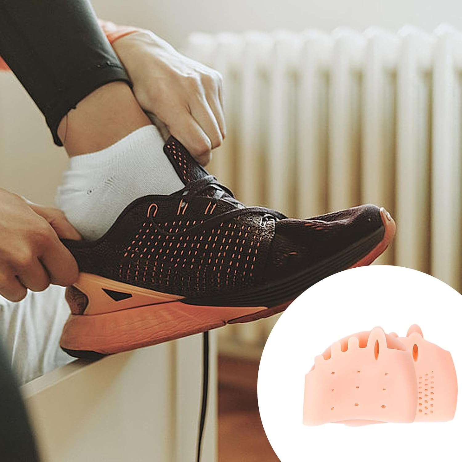 Silicone Toe Spacers - Silicone Five-Hole Toe Splitter - Five-Hole Design Correction Tool for Gym, Travel, Business Trip, and Home - Skin Color image number 4