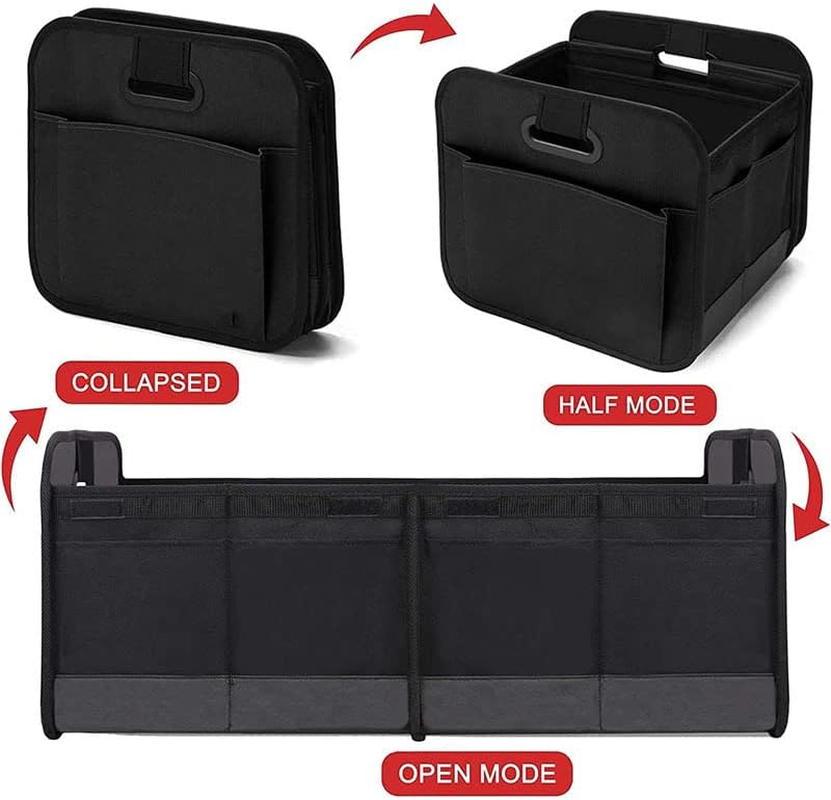 Trunk Organizer for Car, Reinforced Handles, Collapsible Multi-Compartment Car Trunk Organizers Foldable and Waterproof, 600D Oxford Polyester, Suitable for Any Car, SUV, Mini-Van (Black) image number 3