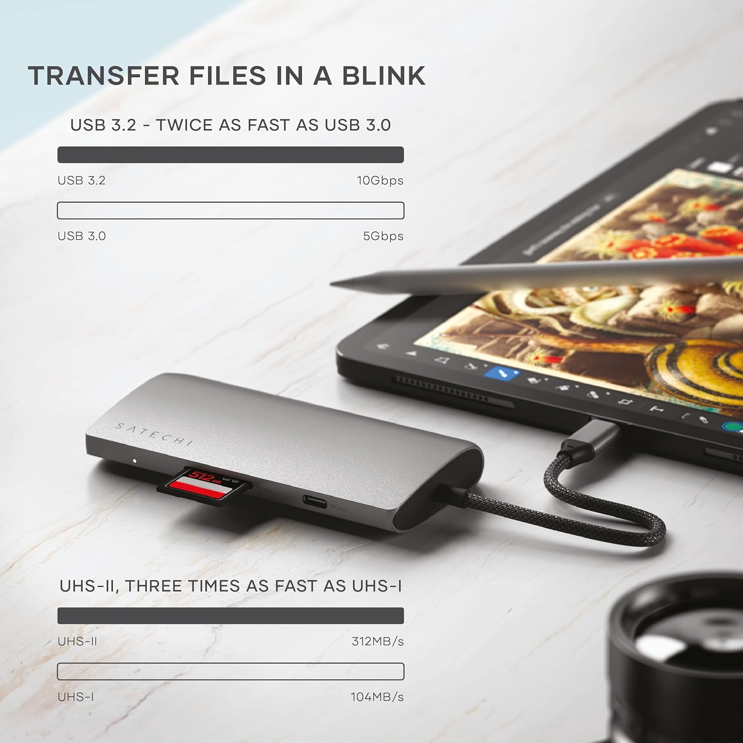 Satechi 8-In-1 USB-C Hub Multiport Adapter V3, 8K HDMI, 100W Charging, 4 USB Data Ports, Ethernet, SD Card Reader for Laptop, for Mac/Windows, Macbook Pro/Air M4/M3/M2/M1, Ipad, Iphone 16 - Space Grey image number 6