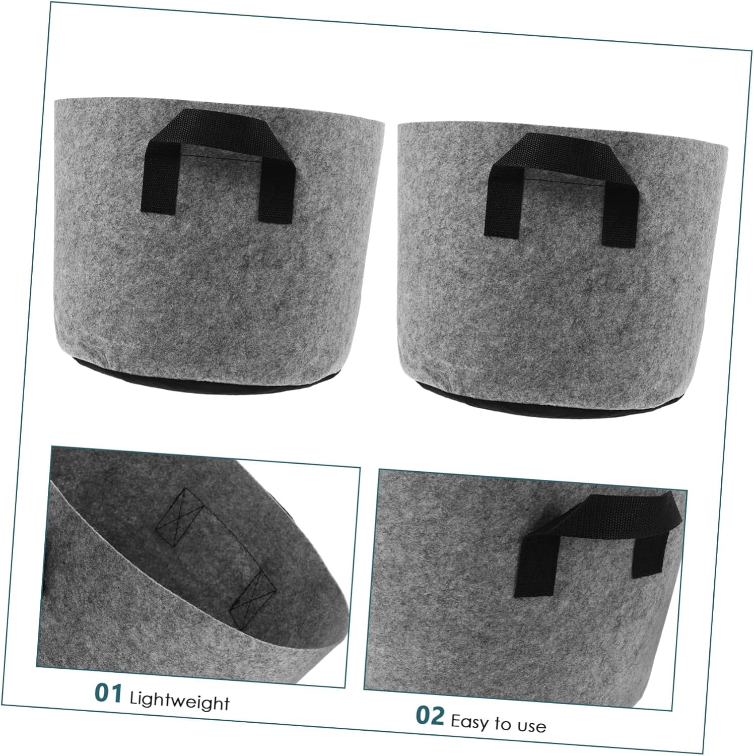 Gogogmee Sustainable Gardening 5Pcs Heavy Duty Felt Plant Grow Bags with Handles for Tomato Potato Grey image number 5