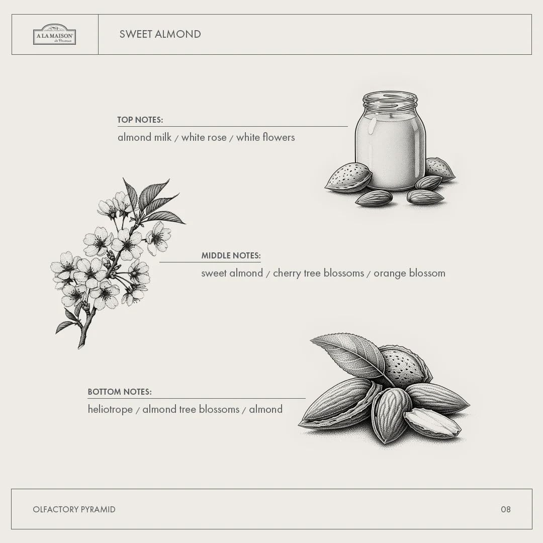 A LA MAISON Sweet Almond Bar Soap - Triple French Milled Unscented Natural Moisturizing Hand Soap Bar (4 Bars of Soap, 3.5 Oz)