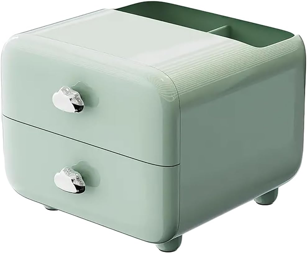 AIMALL Multifunctional Cream Colour Desk Organiser, Drawer Storage Box for Office and Children, Space-Saving Desktop Design in Beige, Green, and White, Dimensions 5.9" X 6.1" X 5"