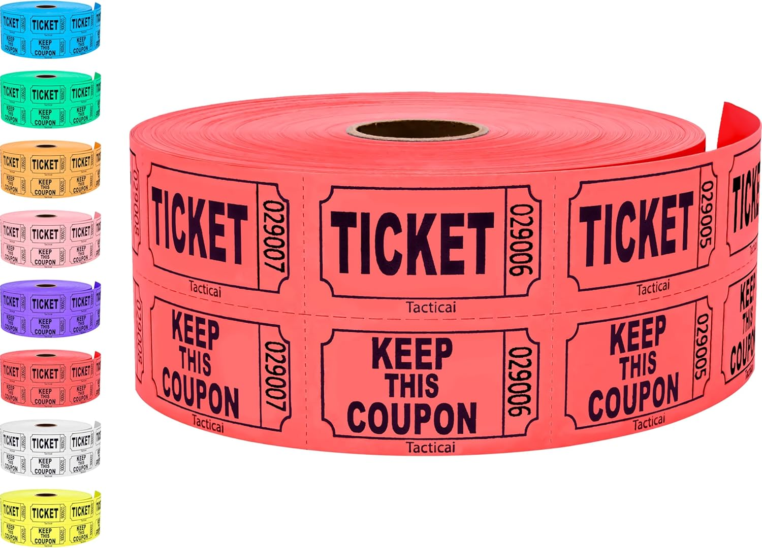 1000 Tacticai Raffle Tickets, Blue (1 of 8 Colors), Double Roll, Ticket for Events, Entry, Class Reward, Fundraiser & Prizes