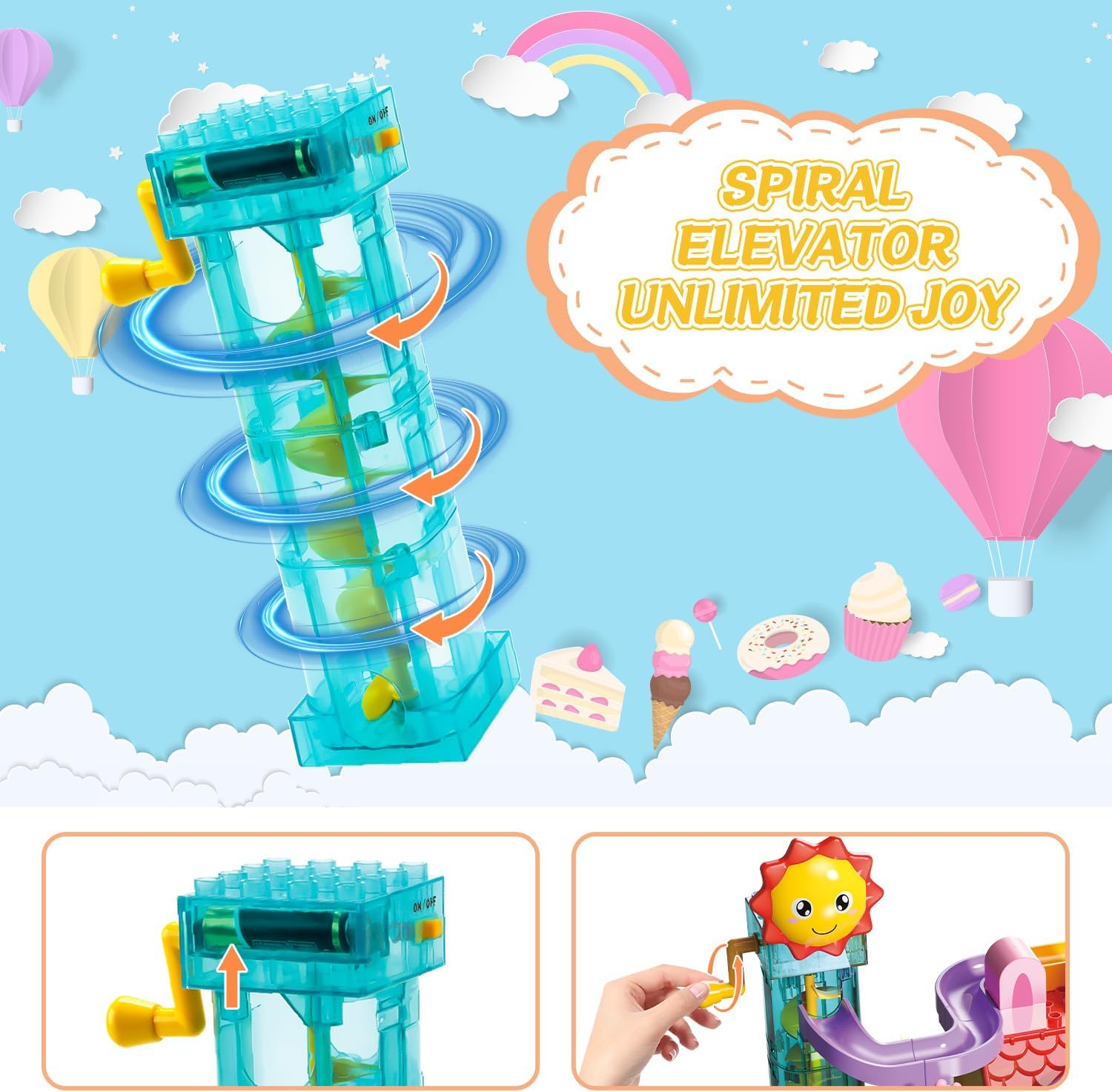 Marble Run Building Blocks Toy - 2 in 1 Compatible Blocks Models with 6 Marble Balls, Montessori Educational Race Track Building Block Set, Classic Blocks STEM Toy for Kid Boys Girls (119PCS) image number 4