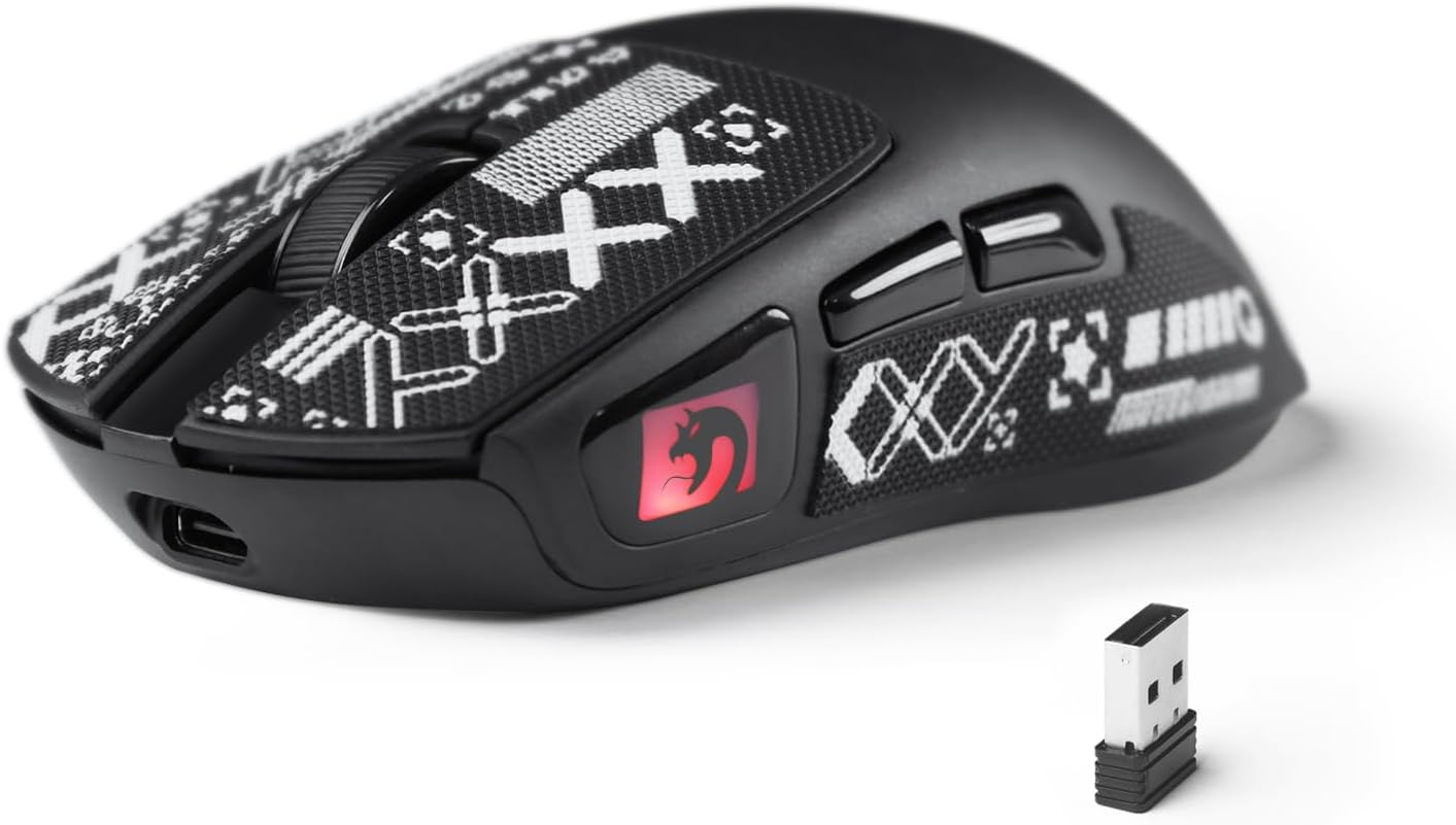 MAMBASNAKE M4 Ultra-Light Wireless Gaming Mouse, 53G, PAW3311 Sensor, 24000 Dpi, Bluetooth/2.4G/Cable, RGB Lighting, 400Mah Battery, 20M Clicks, for Gaming/Work &ndash; White and Stickers (Black) image number 2