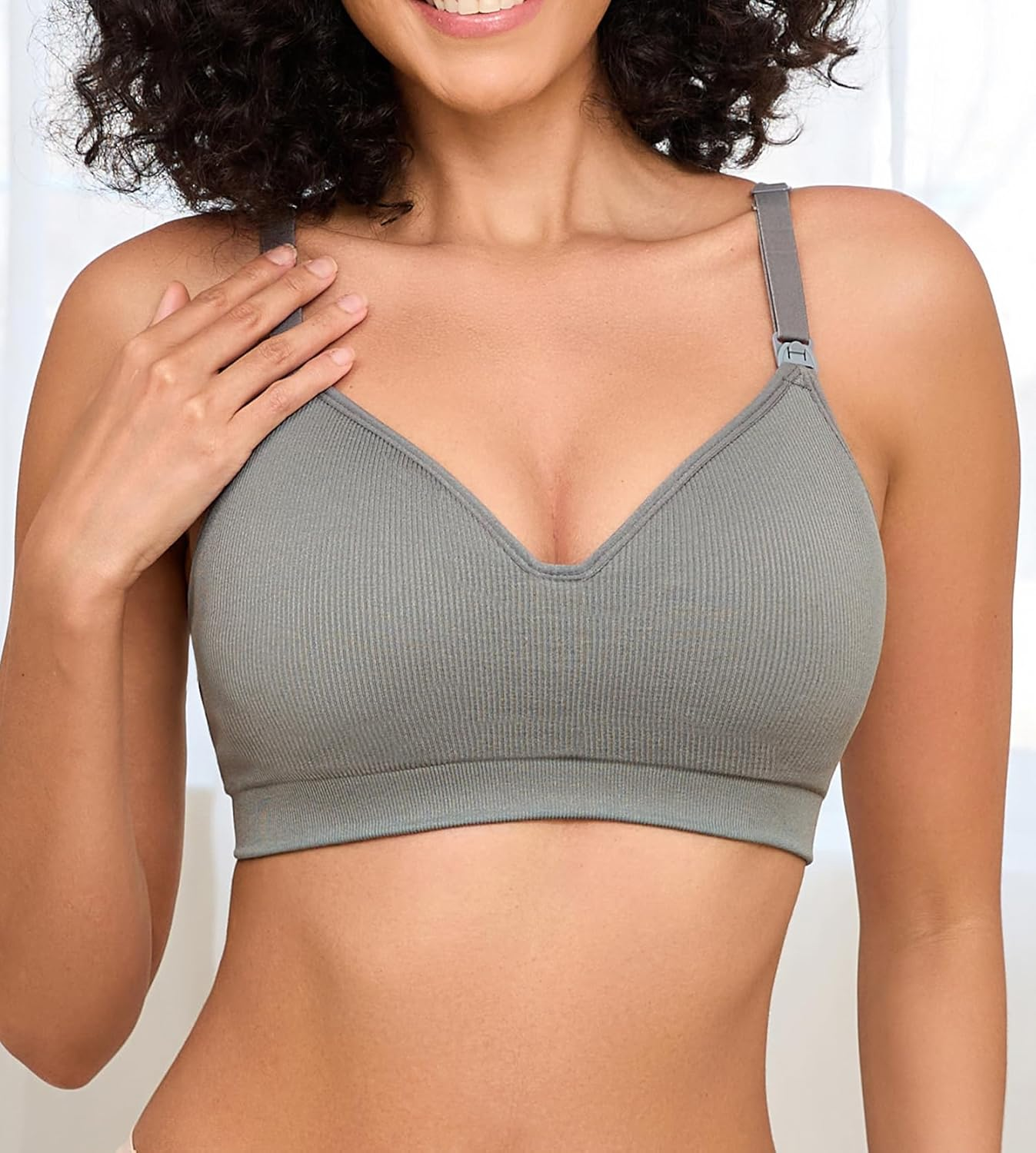 Supportive Nursing Bra for Maternity Breastfeeding Seamless Bralette with Built in Padded for Pregnancy Women image number 4