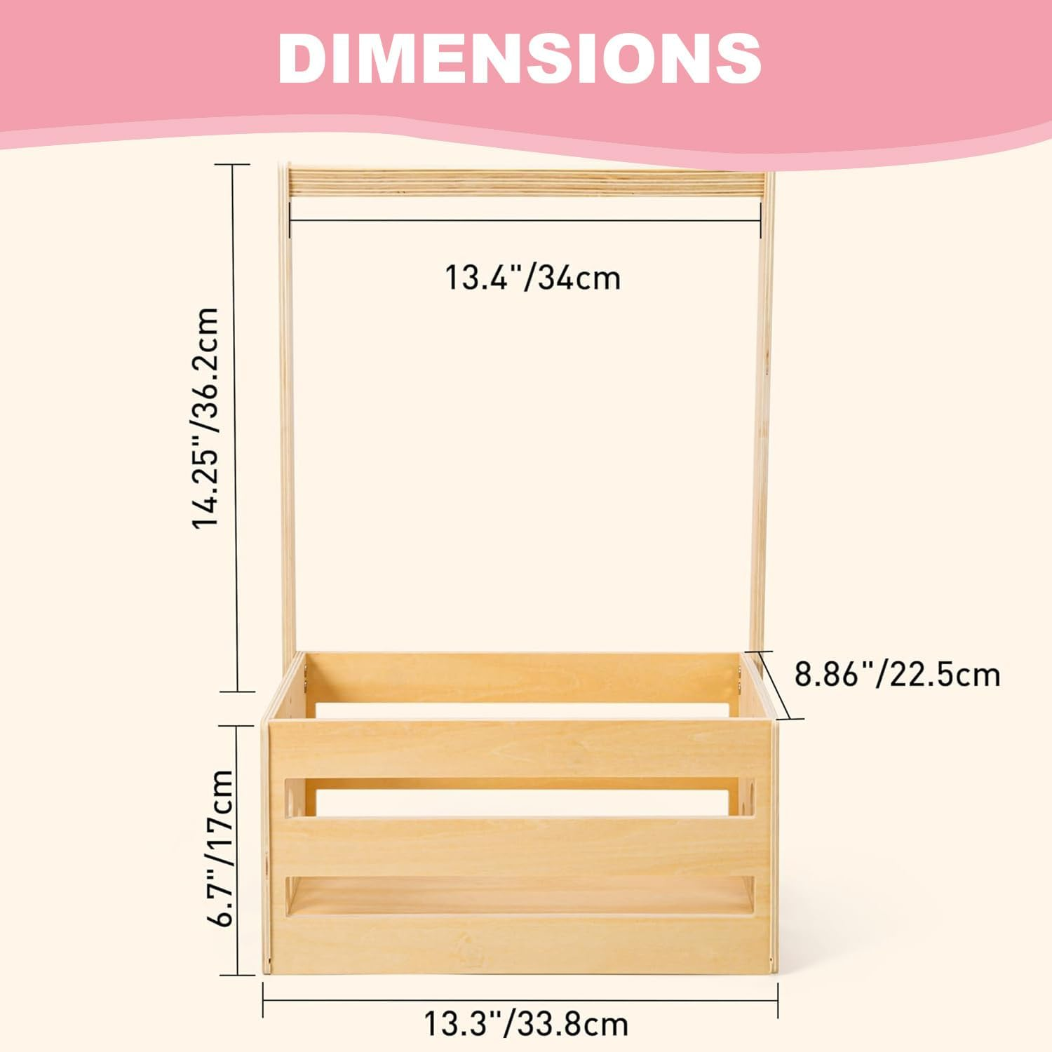 Wooden Baby Shower Crate Closet, Baby Storage Crate with Adjustable Handle, Basket for Baby Shower Gifts, Welcome Gift Basket for Newborn Boys Girls, Pregnancy Gifts for New Parents (Wood) image number 5