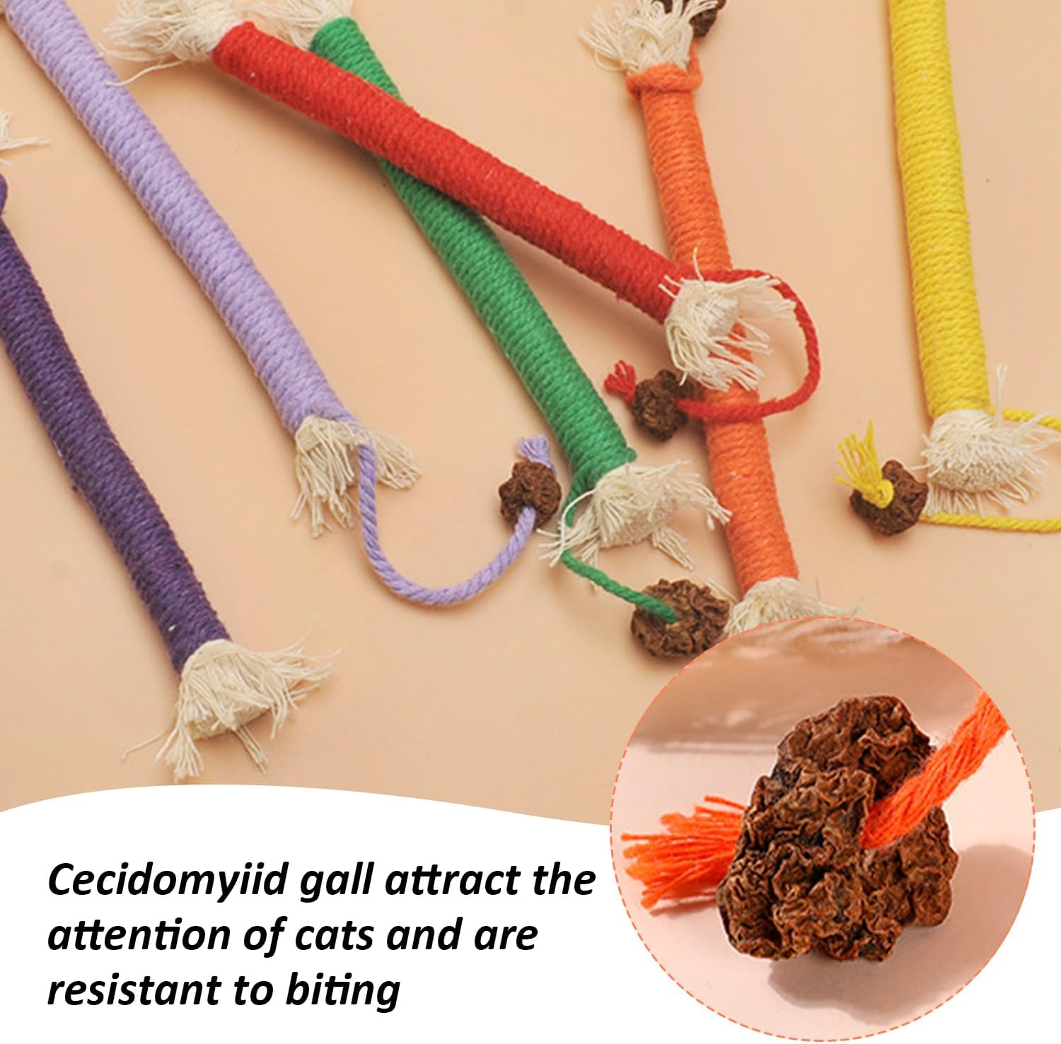 HDGSAFD 5 Cat Bite Ropes and 4 Feather Toys, Interactive Toy for Pets, Creative and Fun Design, Suitable for Cat Entertainment. image number 1