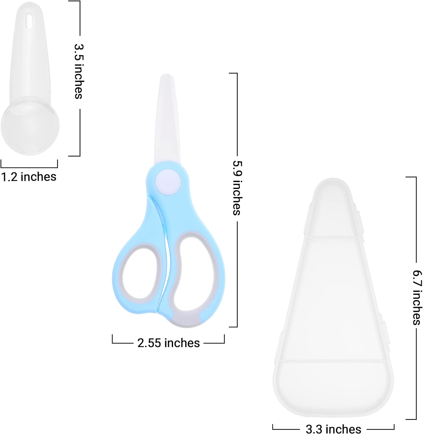 Ceramic Baby Food Scissors - Portable Shears - Healthy Food Cutter with Dust Cover and Storage Case - Cuts Meat, Chicken, Vegetables, Fruits (2-Pack) image number 3