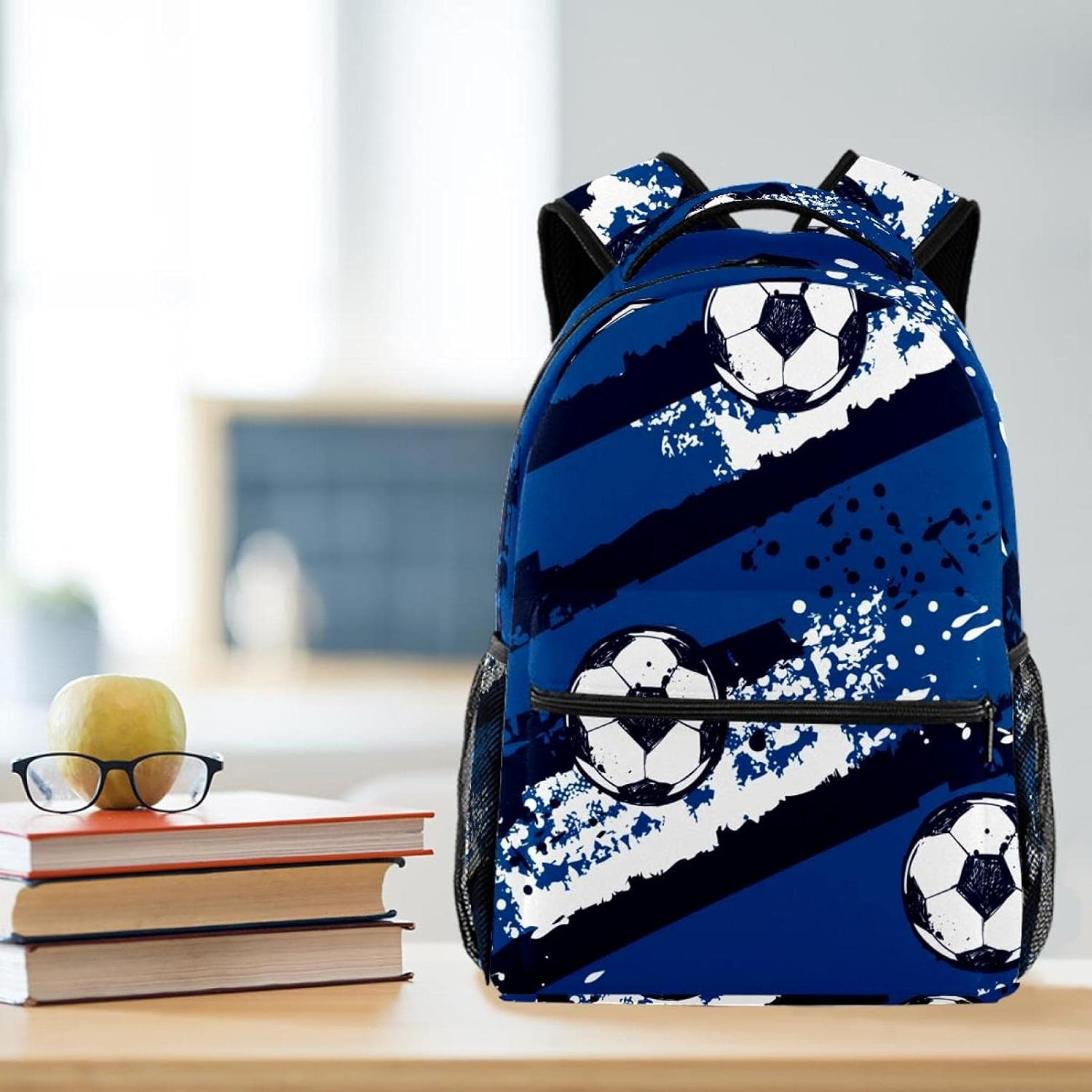 Abstract Grunge Football Pattern Backpack Students Shoulder Bags Travel Bag College School Tote Backpacks image number 4