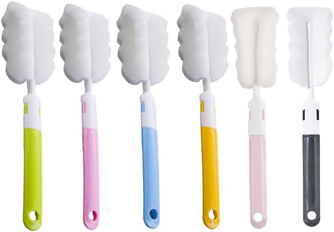 6 Pieces Removable Handle Portable Sponge Cleaning Brush Long Kettle Cleaning Brush for Kettle, Coffee Mugs, Various Mugs image number 3