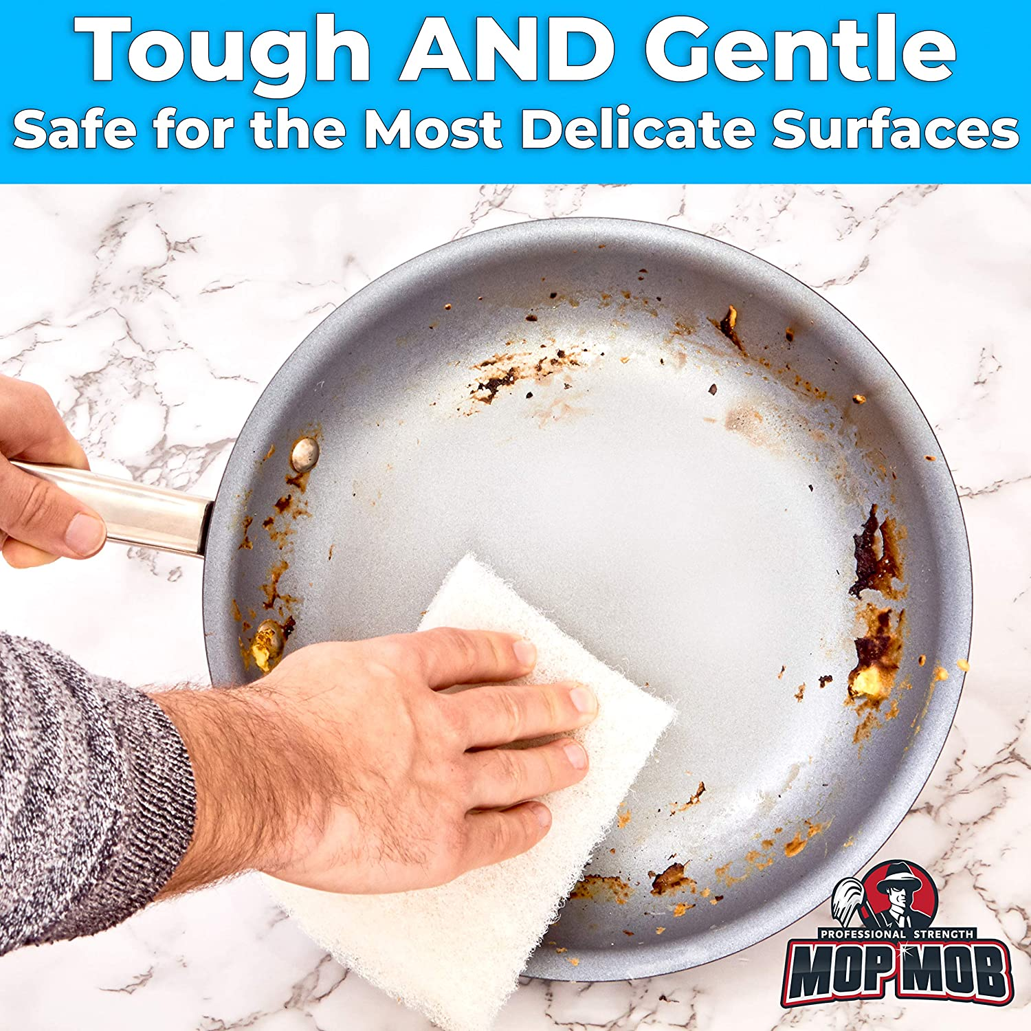 Non-Scratch, Super Long-Lasting Scrubbing Pad 5 Pk, 10X4.5In. Best Reusable Multipurpose Scouring Sponge for Home Surfaces. Perfect Pro Grade Multi-Surface Scrubber Pads for Light-Duty Indoor Cleaning image number 3