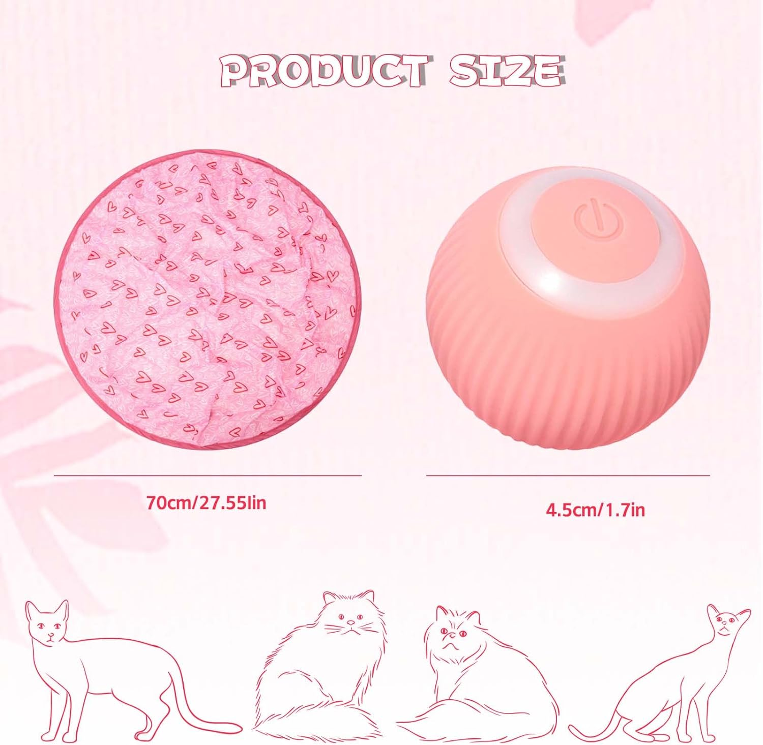 2 in 1 Interactive Simulated Hunting Cat Toys, Cat Tunnel Toys, Electronic Concealed Motion Cat Toys, Cat Mats with Smart Rolling Balls image number 4