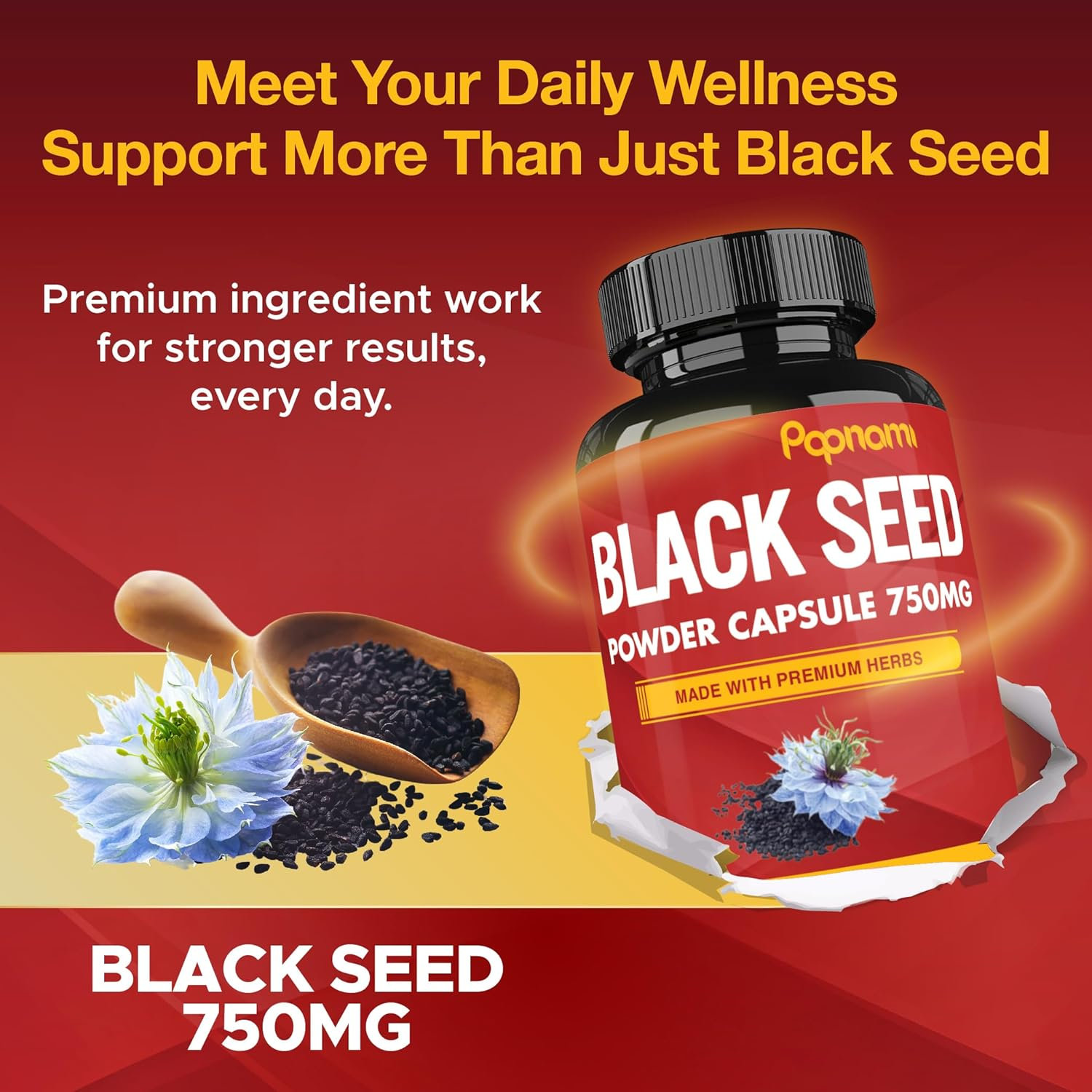 Organic Black Seed Powder Capsules, Vitamin E & Omega 3 6 9 | Vegan Gluten Free Nigella Sativa Supplement, 3 Months Supply image number 6