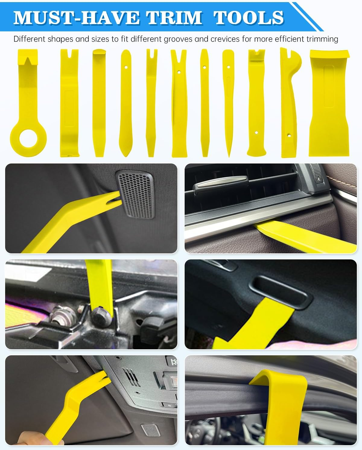 Poraxy 19Pcs Trim Removal Tool,Car Panel Door Audio Trim Removal Tool Kit, Auto Clip Pliers Fastener Remover Pry Tool Set with Storage Bag