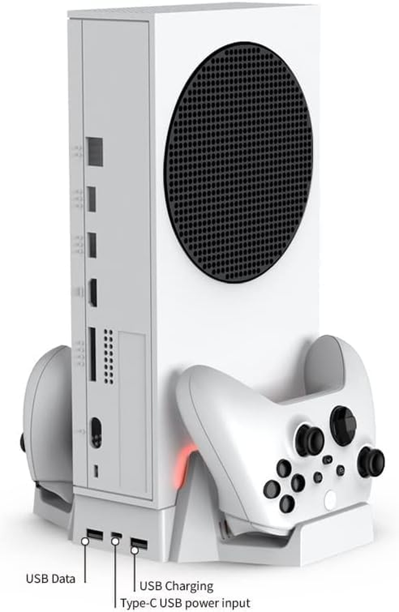 Cooling Stand for Xbox Series S with Dual Cooling Fan 3 Level Speed, Dual Controller Charger with LED Indicator USB Port -2X800Mah Rechargeable Battery Pack for Xsx|S/One S/One X/One Controller image number 4