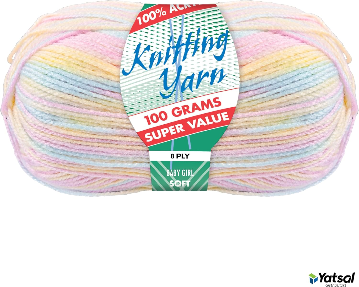 100% Acrylic 8-Ply Knitting Yarn 100 G, Baby Girl image number 4
