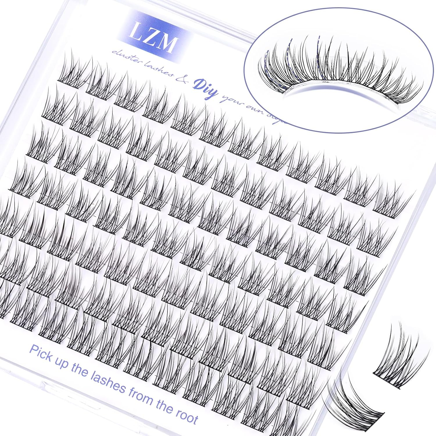 LZM Lash Clusters 84 Pcs C Curl Cluster Lashes Natural Look Wispy Eyelash Extension Eyelash Clusters Thin Band & Soft DIY at Home Mix Length 8-14Mm (WL16) image number 1