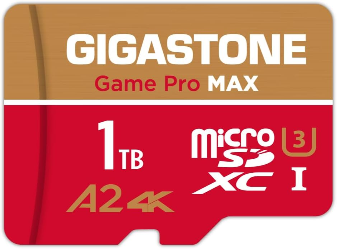 [5-Yrs Free Data Recovery] GIGASTONE 1TB Micro SD Card, 4K Game Pro MAX, Microsdxc Memory Card for Nintendo-Switch 1, Gopro, Action Camera, DJI, UHD Video, R/W up to 100/90 Mb/S, UHS-I U3 A2 V30 C10