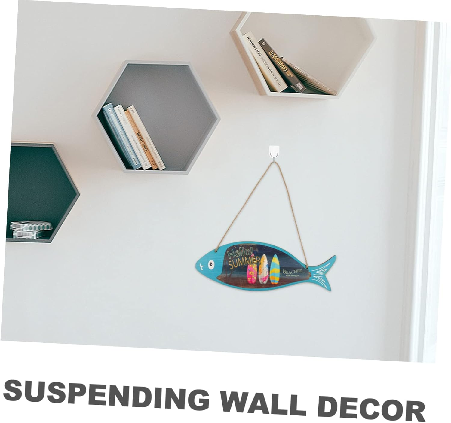 Wooden Fish Pendant Decorative Wall Ornament Nordic Fish Ornament for Household Wall Decor for Living Bedroom