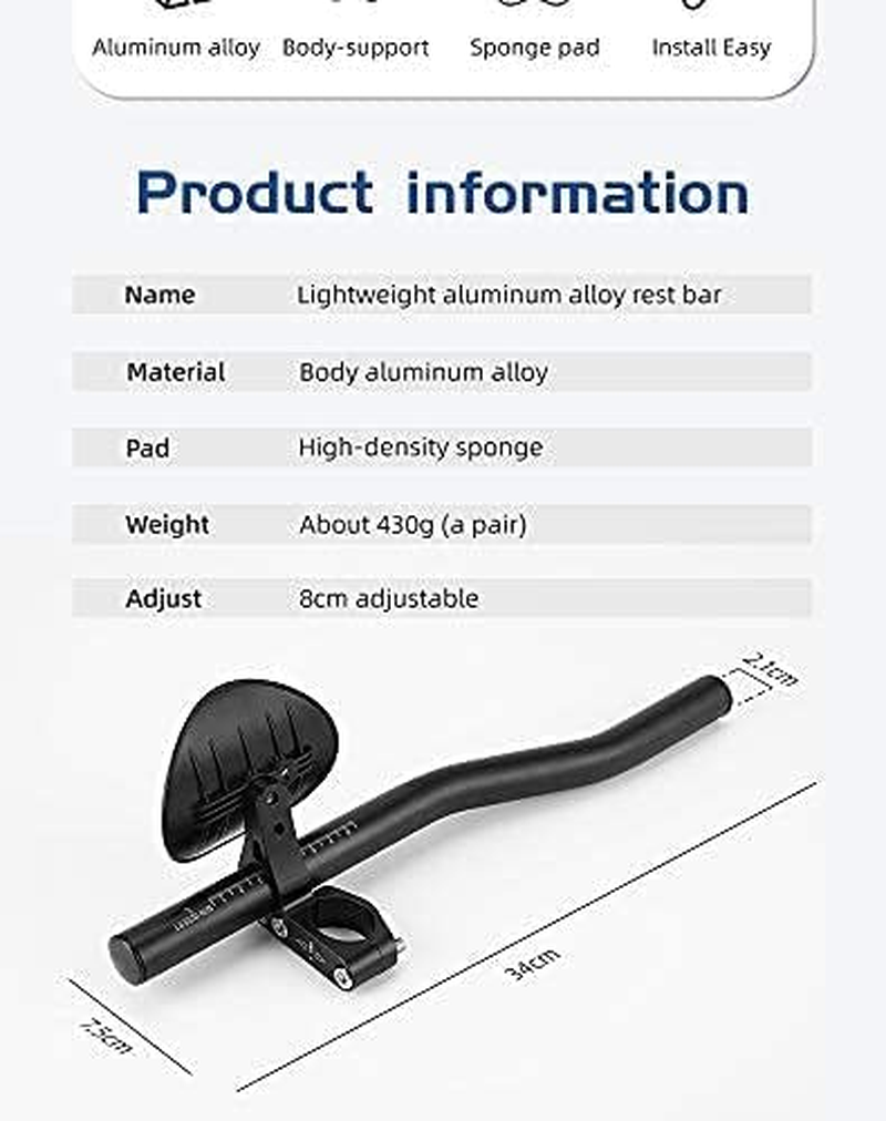 Bicycle Rest Handlebar, Split Type, Adjustable, High-Density EVA Cushion,Aero Bars Armrest Handlebars,For Mountain Bike or Road Bike（N2） image number 1