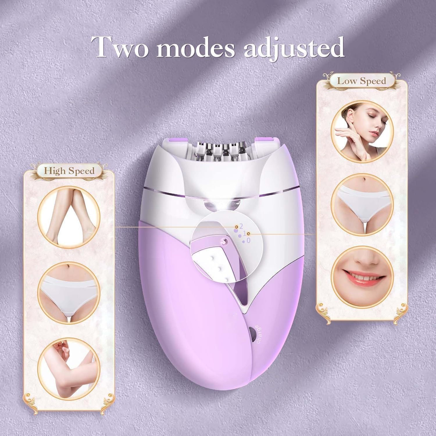 Epilator for Women,Painless Hair Removal Device,Electric Rechargeable Shaver,Hair Removal Device,Facial Hair Remover for Womenlong-Lasting Smooth Skin，Electric Hair Remover for Face Legs Arms Armpit Bikini（Purple） image number 6