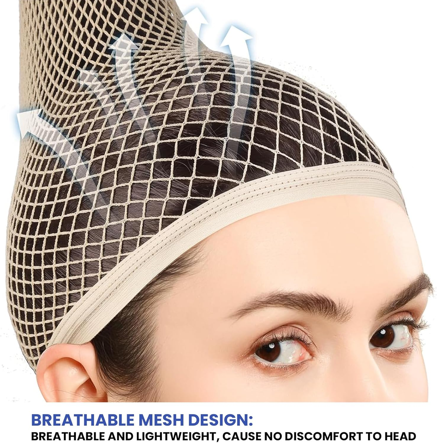 3 Pack Long Wig Caps Natural Nude Mesh Net Wig Cap - Open End Wig Cap for Long and Short Hair Long Wig Caps Mesh Net Wig Cap Bald Cap Hair Net (Breathable Comfort Fit) (Natural Nude) - Black image number 5