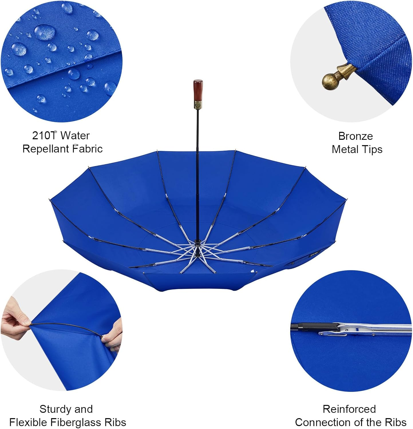 G4Free 54 Inch Large Compact Windproof Golf Umbrella for Rain Oversized Auto Open Close Folding Travel Golf Umbrella Vented Double Canopy for Women Men - Sapphire image number 5