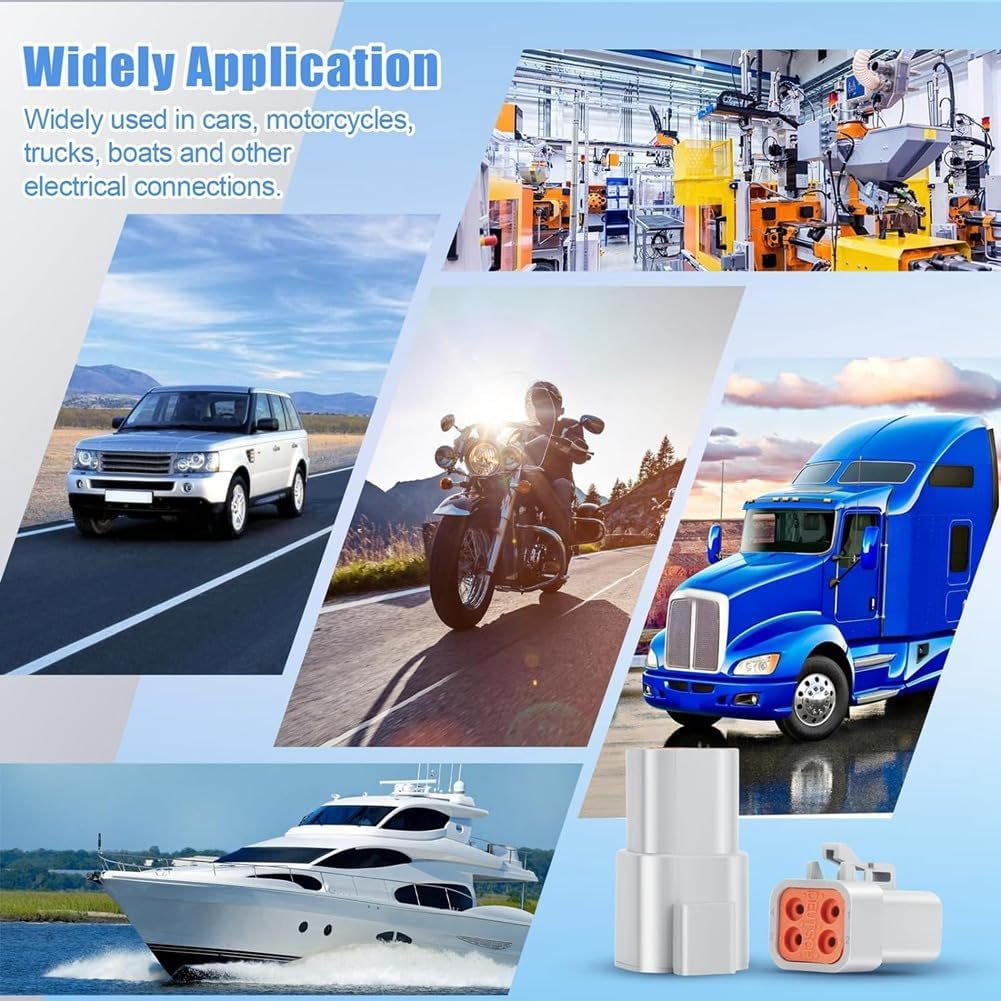 72 PCS Deutsch DTP Connector Kit 4 Pin Automotive Waterproof Connectors 6 Sets with Size 12 Stamped Contacts Gauge image number 4