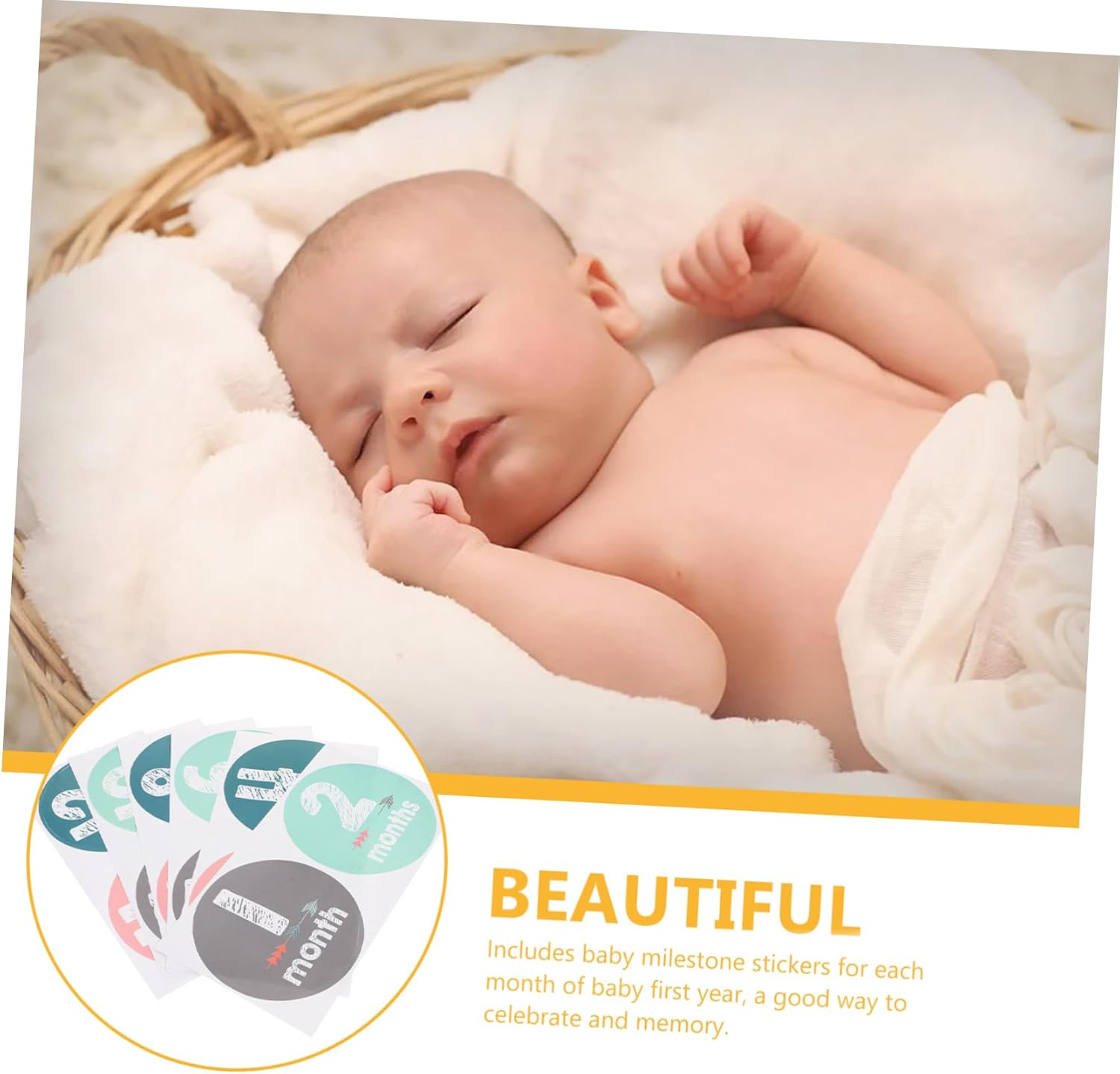 Newborn Monthly Stickers Milestone Sticker for Growth Recording Photo Props Adhesive Months Shower Gifts image number 5