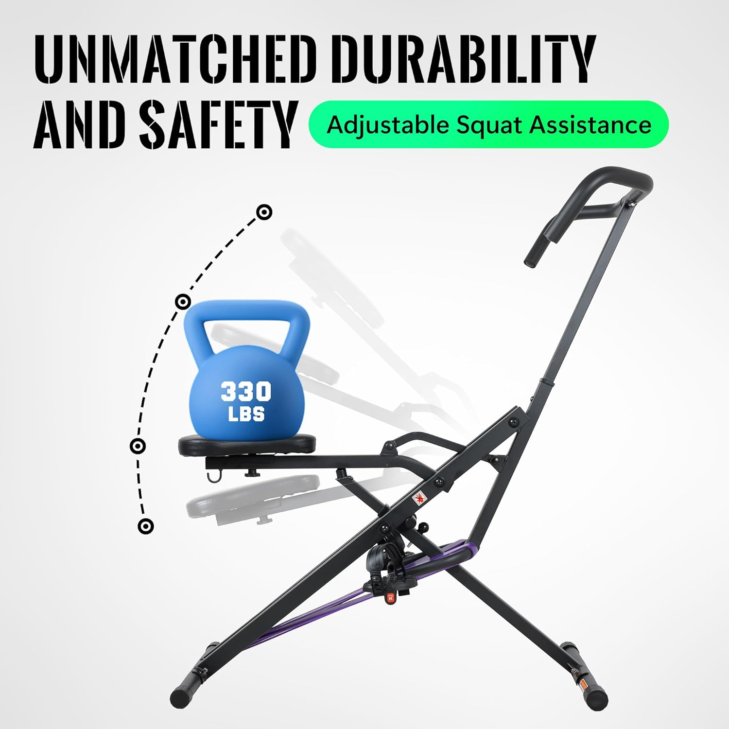 Leikefitness Squat Machine for Leg, Black Fitness Machine for Botty Glutes Butt Thighs Squat Assist Trainer 2 in 1 Ride & Rowing Machine for Home image number 6