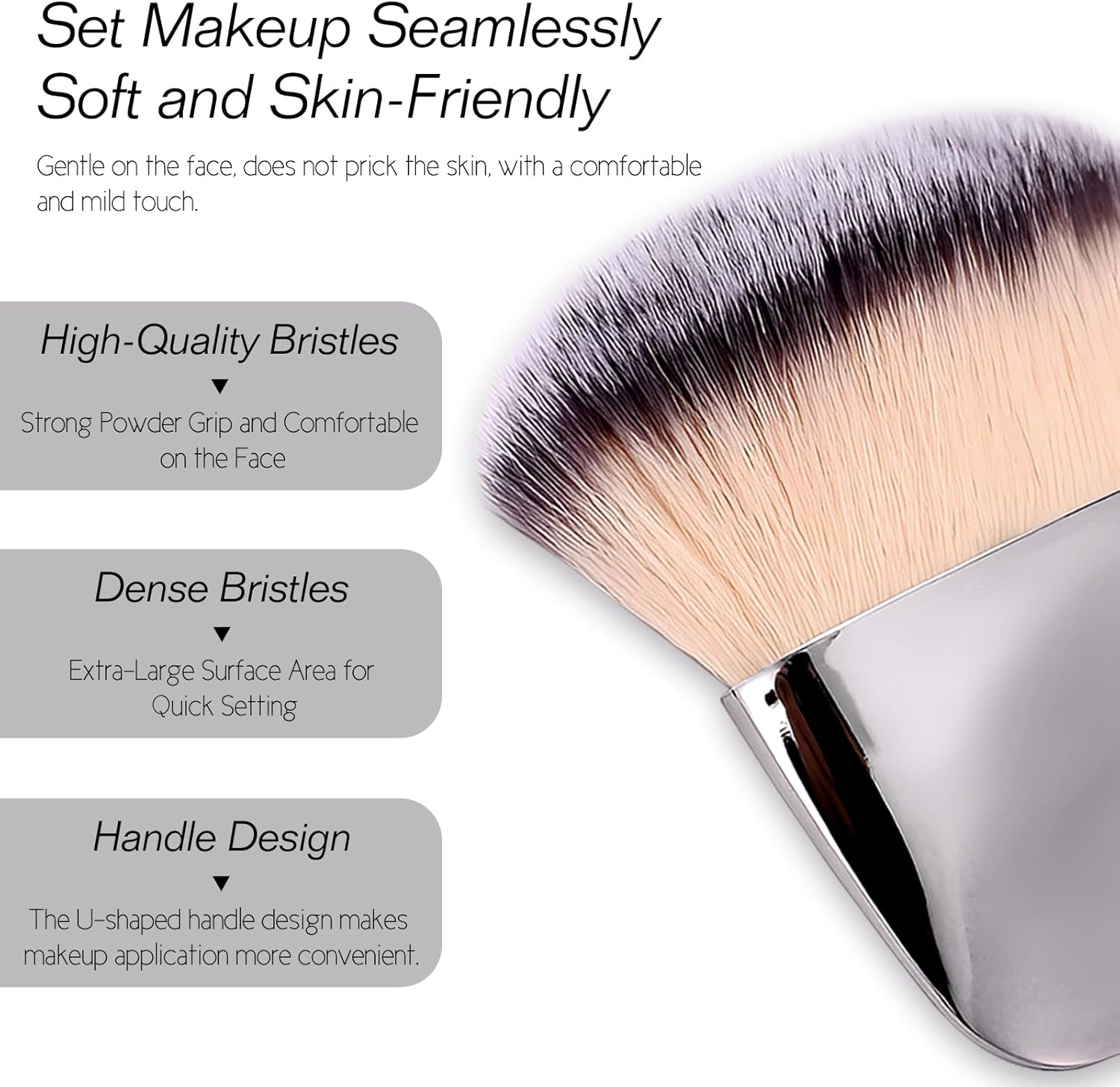 Jaasuee Makeup Brushes Set, Mini Multi-Functional Loose Powder and Blush Brush, Portable Soft Hair Beauty Tool (Silver) image number 3